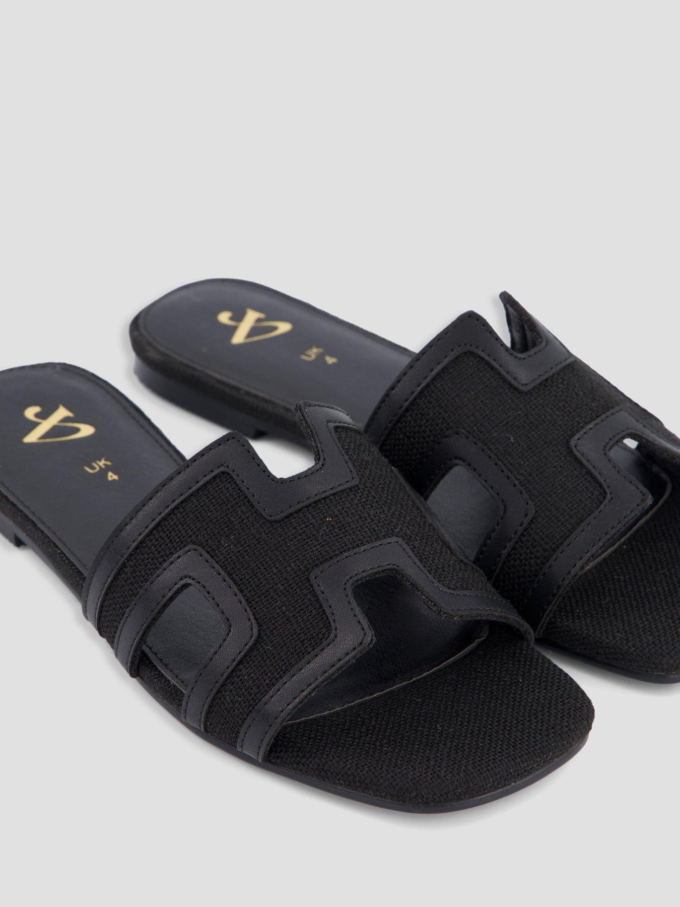 Image 5 of 7 of The Very Collection Extra Wide Fit Flat Slider Sandal - Black