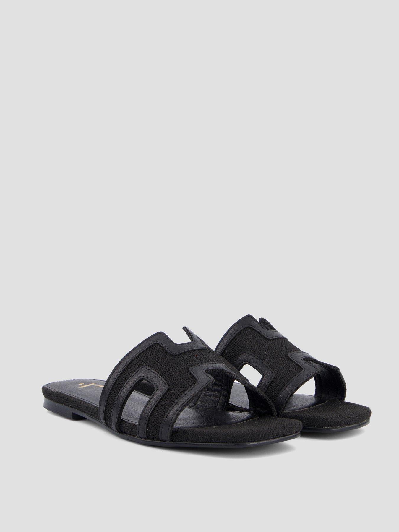 Image 6 of 7 of The Very Collection Extra Wide Fit Flat Slider Sandal - Black