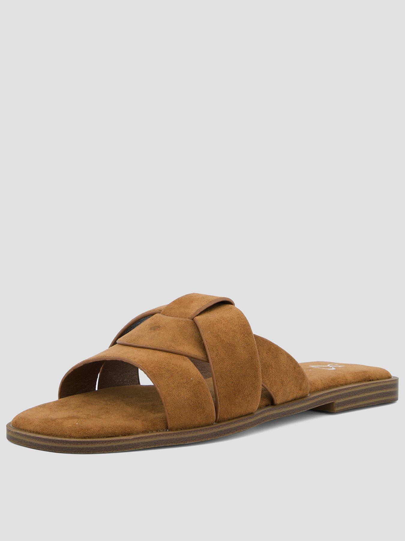 The Very Collection Wide Fit Flat Sandal - Tan