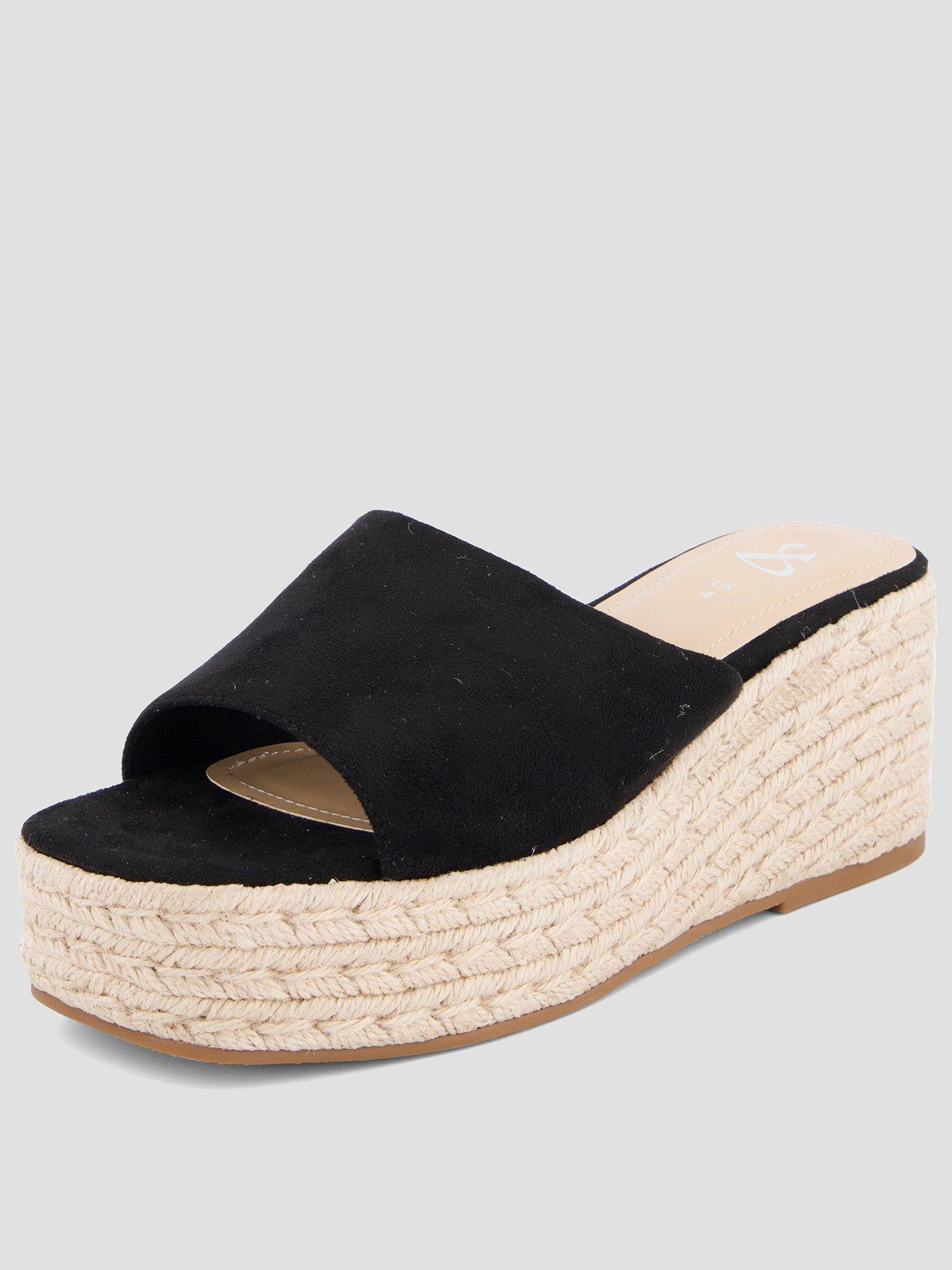 The Very Collection Wedge Sandal - Black