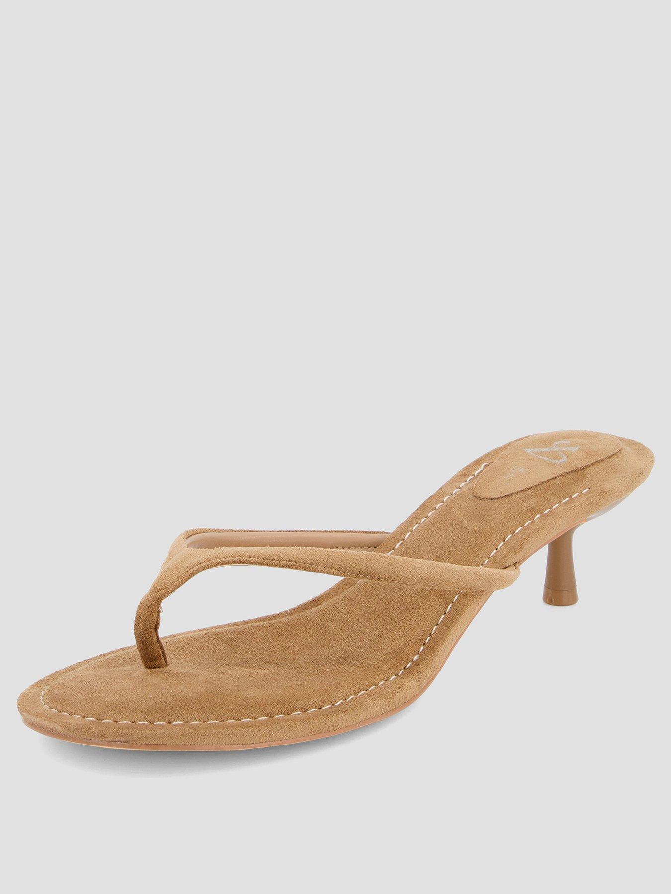 Image 2 of 7 of The Very Collection Thong Kitten Heel Sandal - Taupe