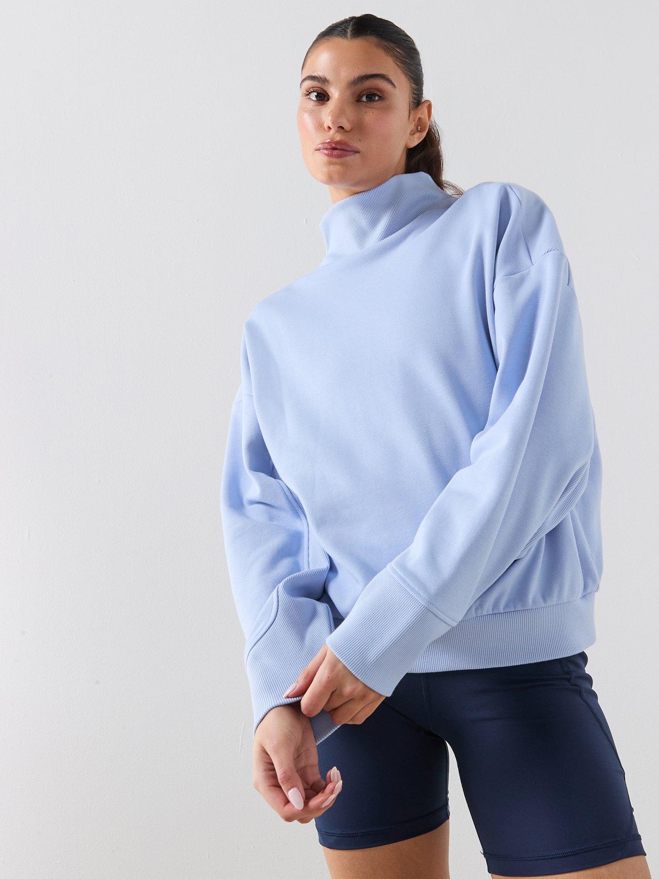 Sweaty Betty Womens Training Revive Rib Mix Funnel Neck Sweatshirt - Blue