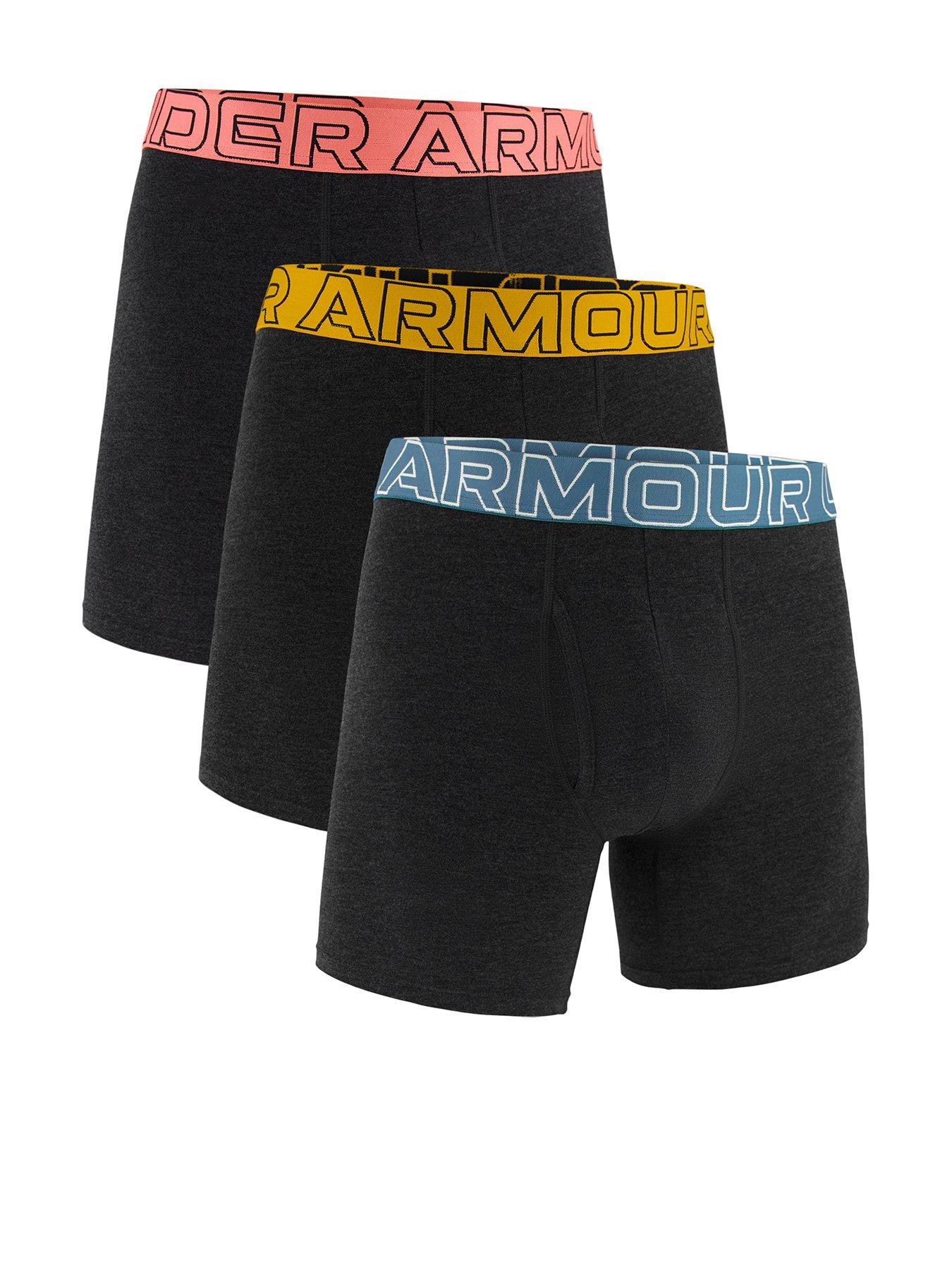 UNDER ARMOUR Mens Peformance Cotton 6 Inch 3 Pack Boxers - Black