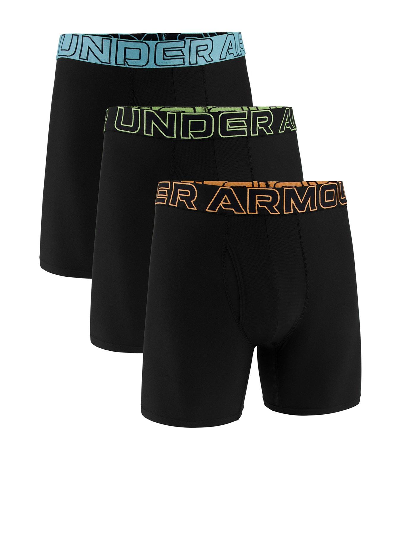 UNDER ARMOUR Mens Peformance Tech 6 Inch 3 Pack Boxers - Black