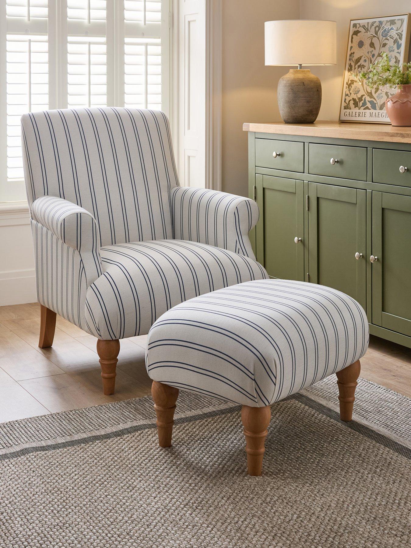 The Very Collection Cornwall Accent Chair + Footstool - Navy - FSC® Certified