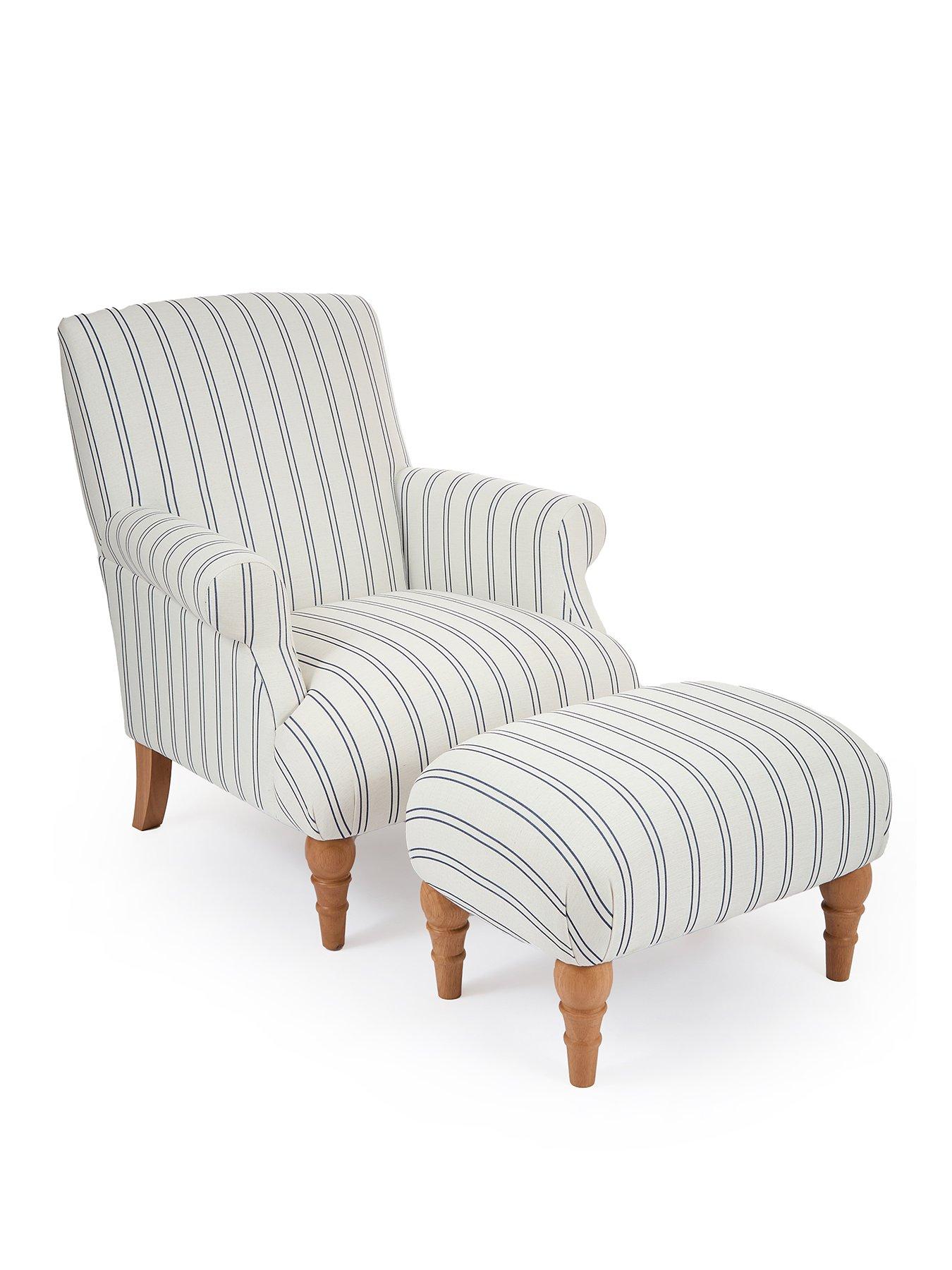 Image 2 of 7 of The Very Collection Cornwall Accent Chair + Footstool - Navy - FSC&reg; Certified