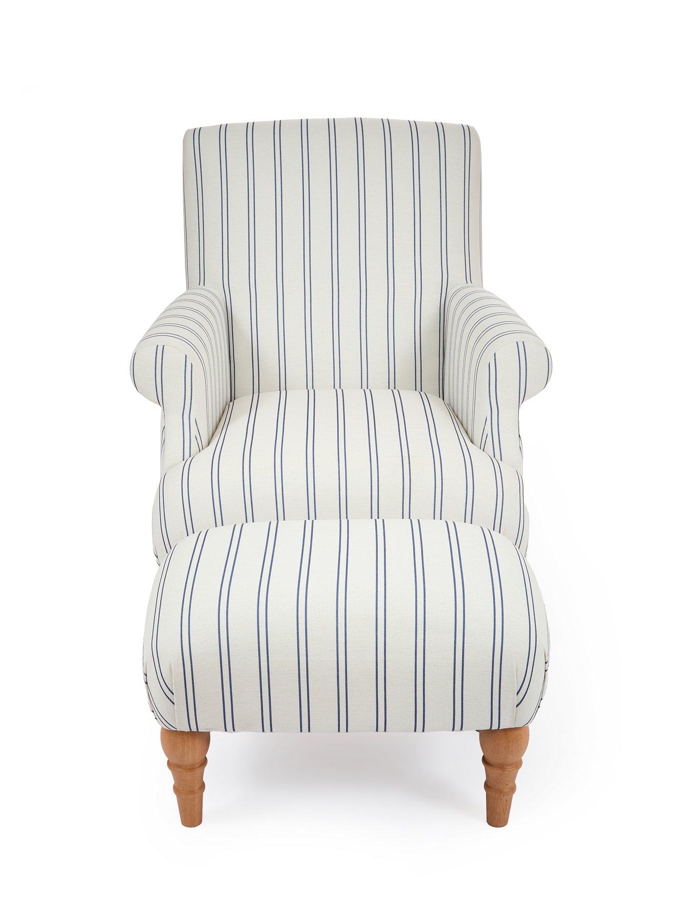 Image 3 of 7 of The Very Collection Cornwall Accent Chair + Footstool - Navy - FSC&reg; Certified