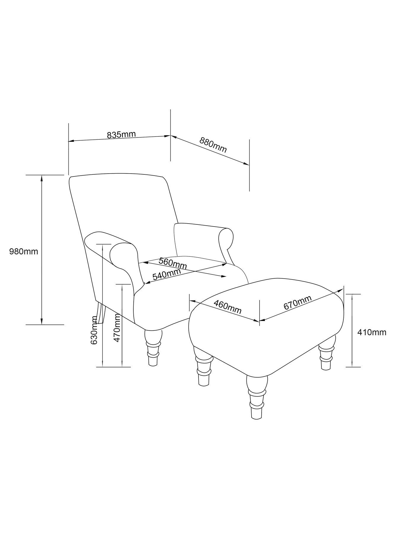 Image 6 of 7 of The Very Collection Cornwall Accent Chair + Footstool - Navy - FSC&reg; Certified