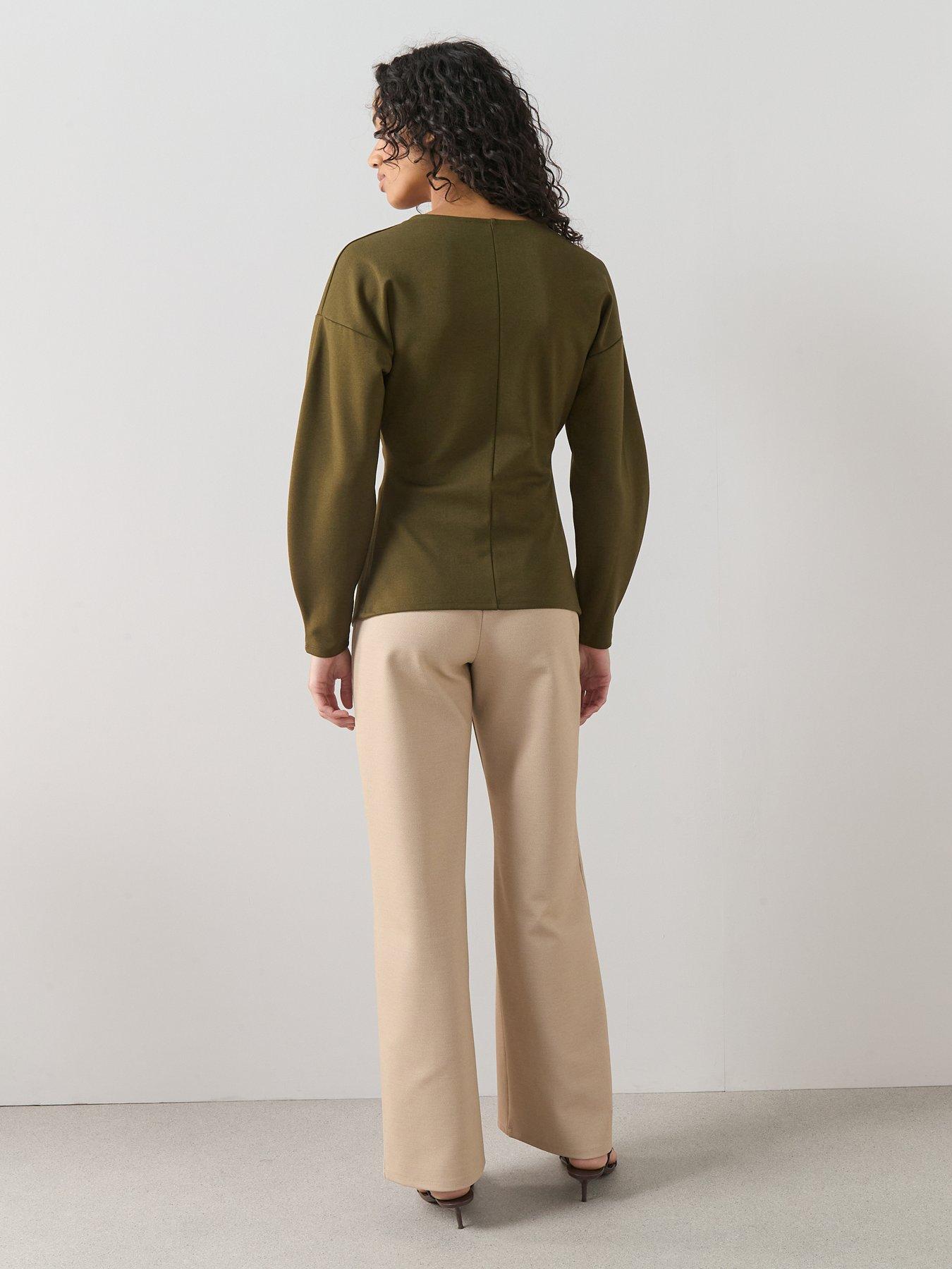 image of the-very-collection-button-up-volume-sleeve-top-green