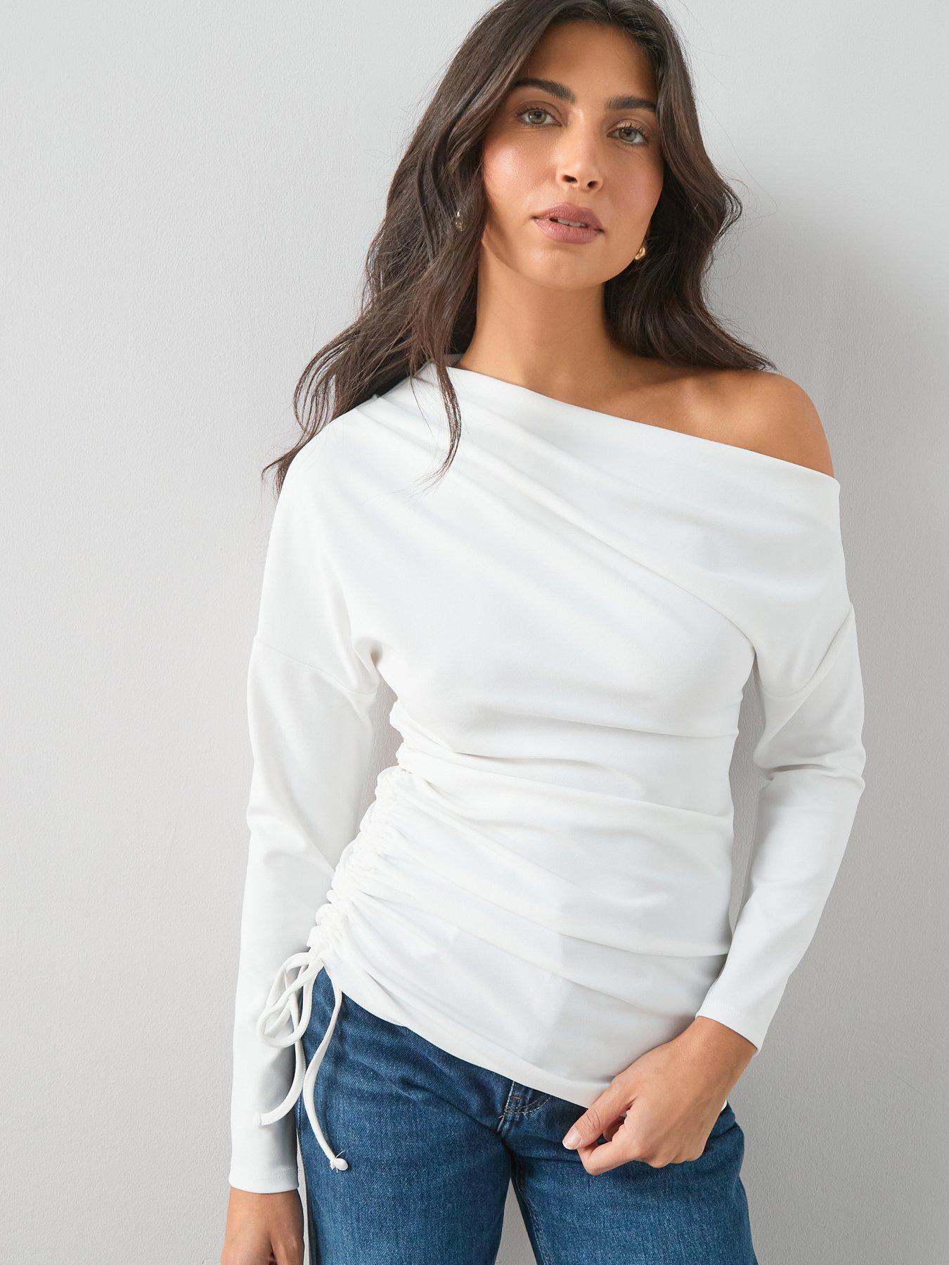 The Very Collection Ruched Off Shoulder Top - Ivory