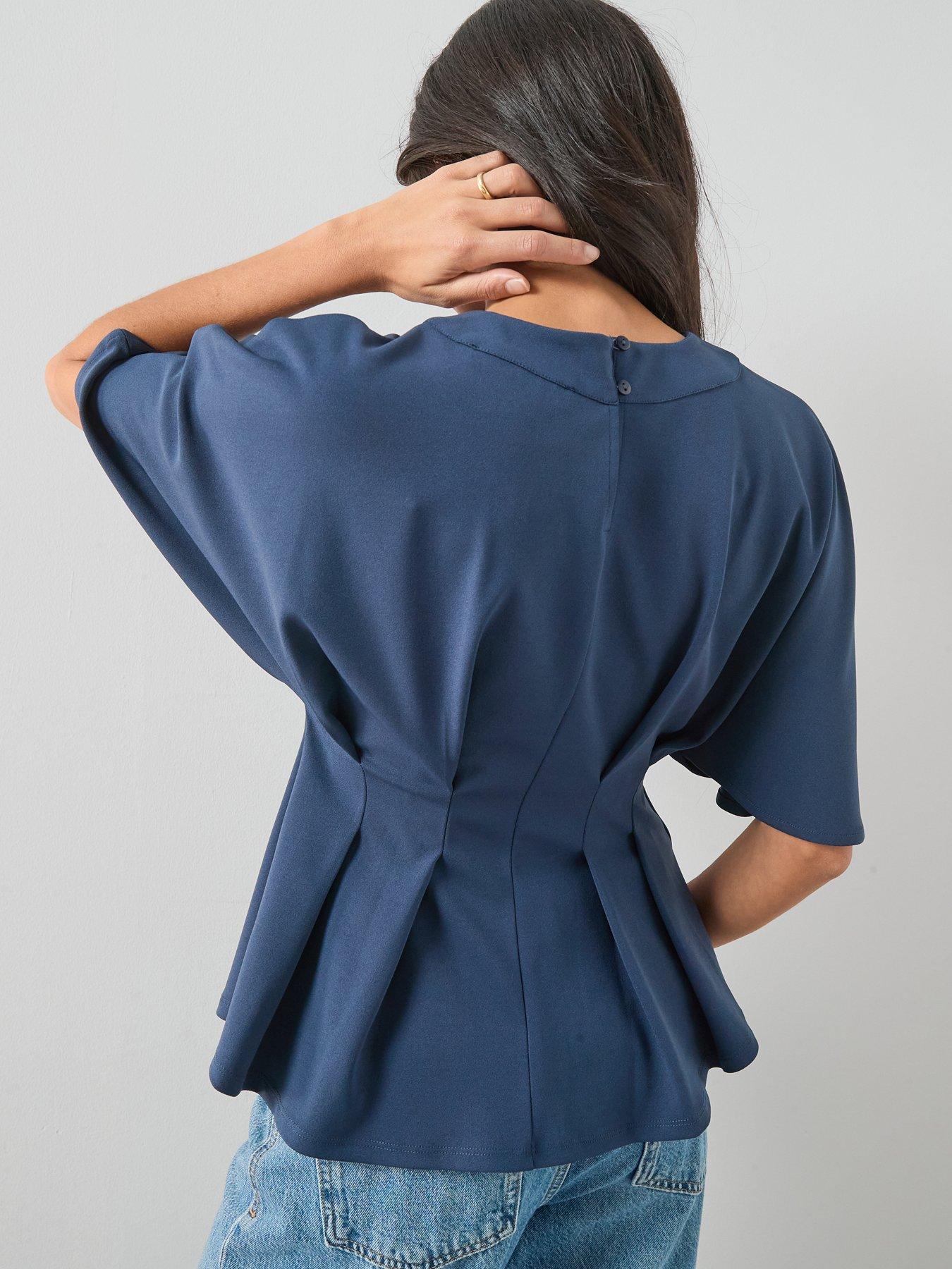 Image 2 of 6 of The Very Collection Pleat Detail Top - Navy