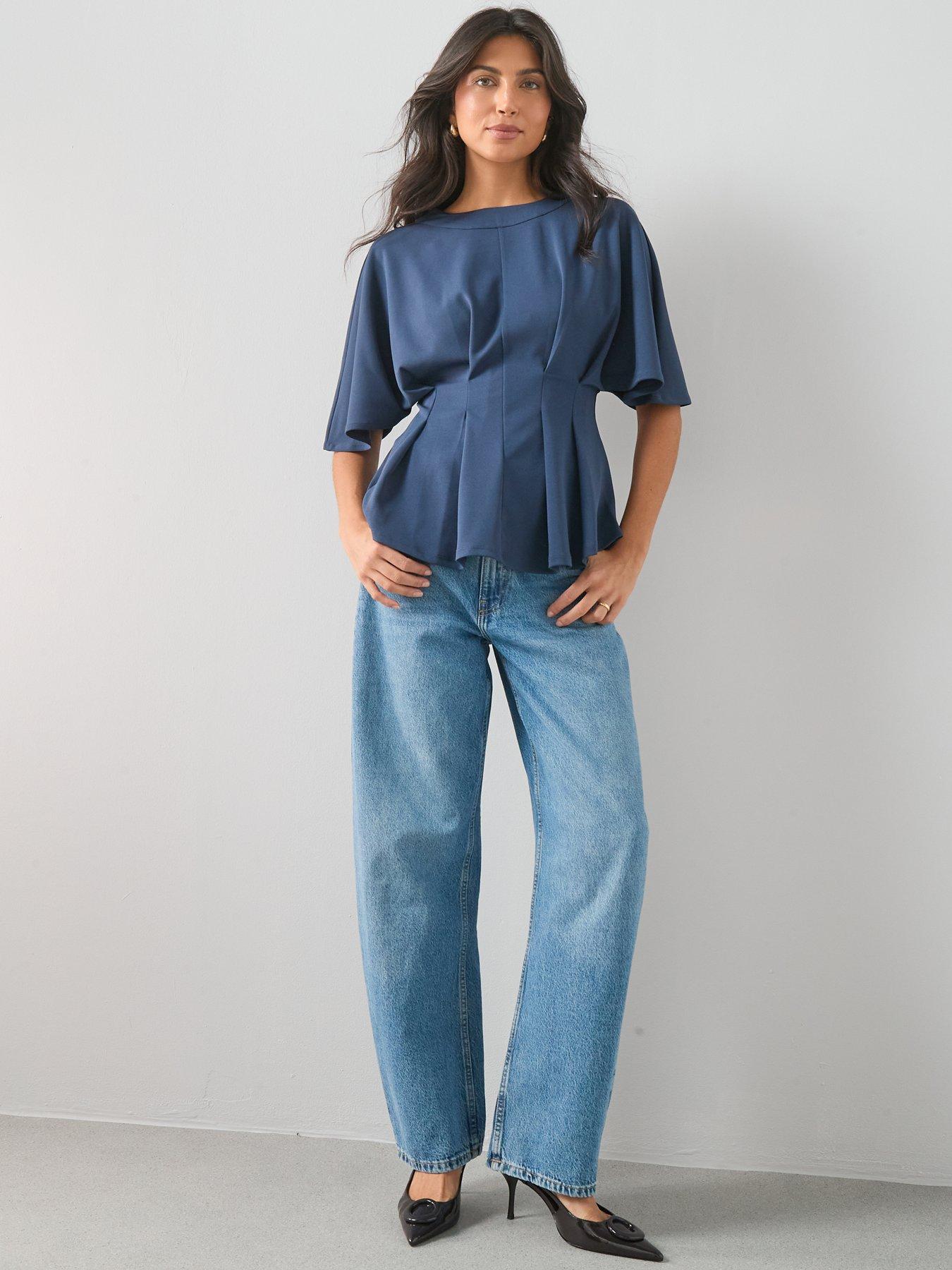 Image 3 of 6 of The Very Collection Pleat Detail Top - Navy