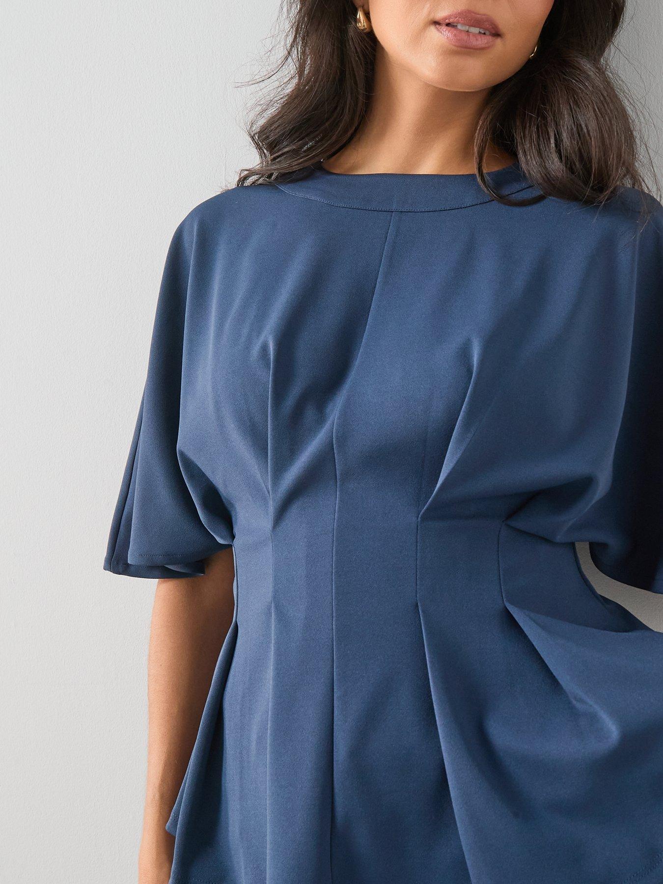 Image 4 of 6 of The Very Collection Pleat Detail Top - Navy