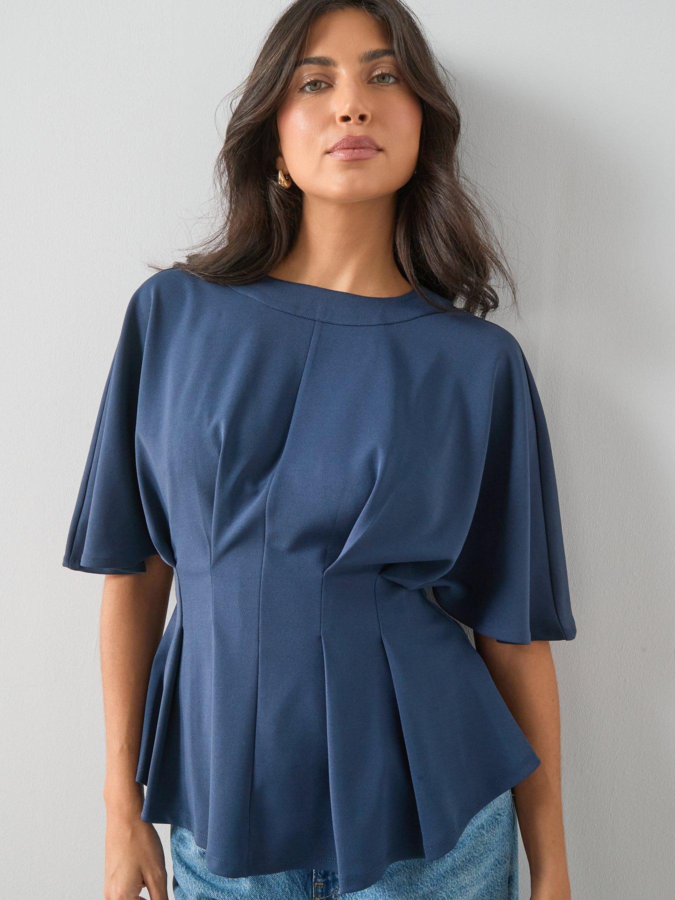 Image 5 of 6 of The Very Collection Pleat Detail Top - Navy