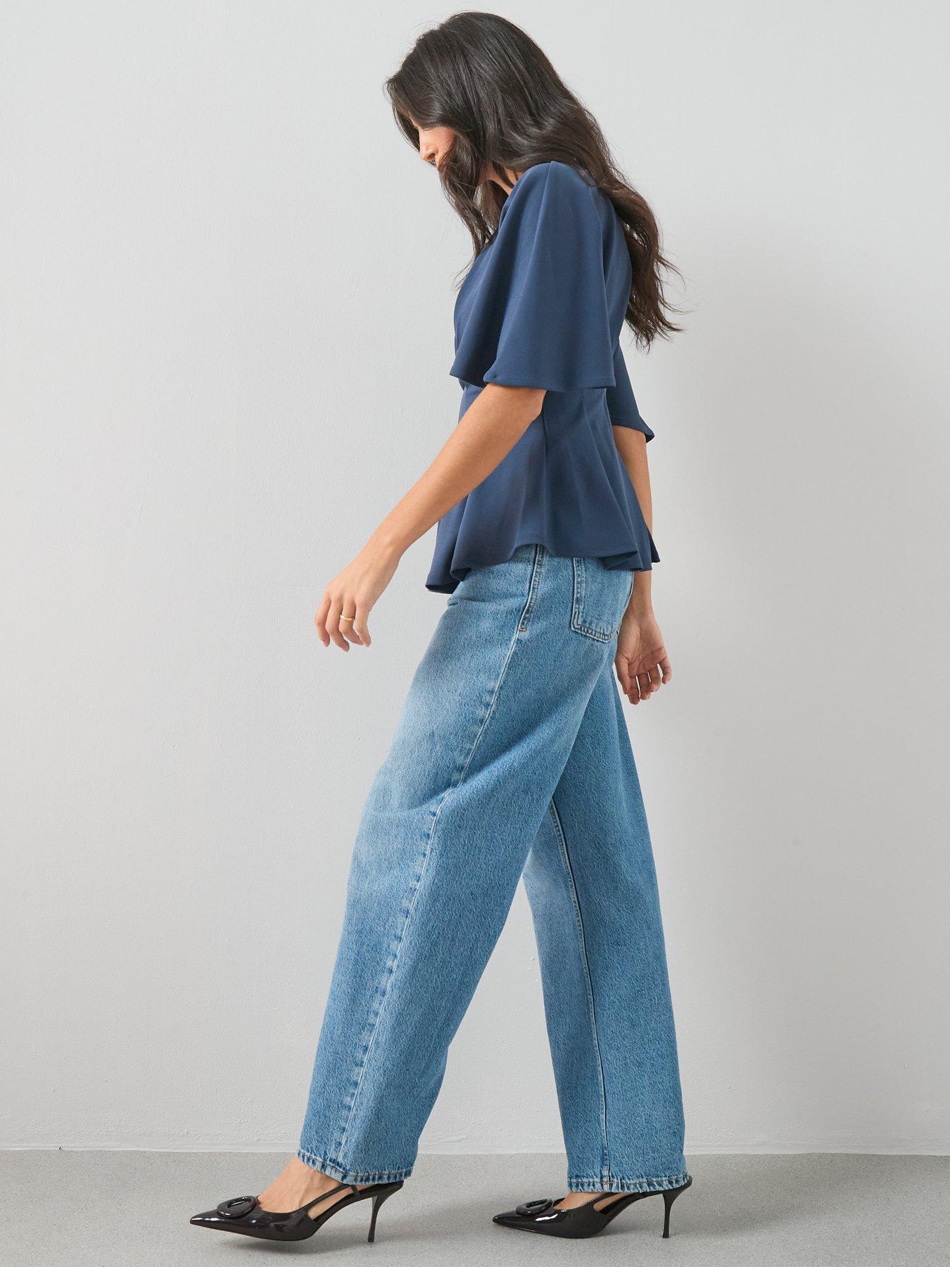Image 6 of 6 of The Very Collection Pleat Detail Top - Navy
