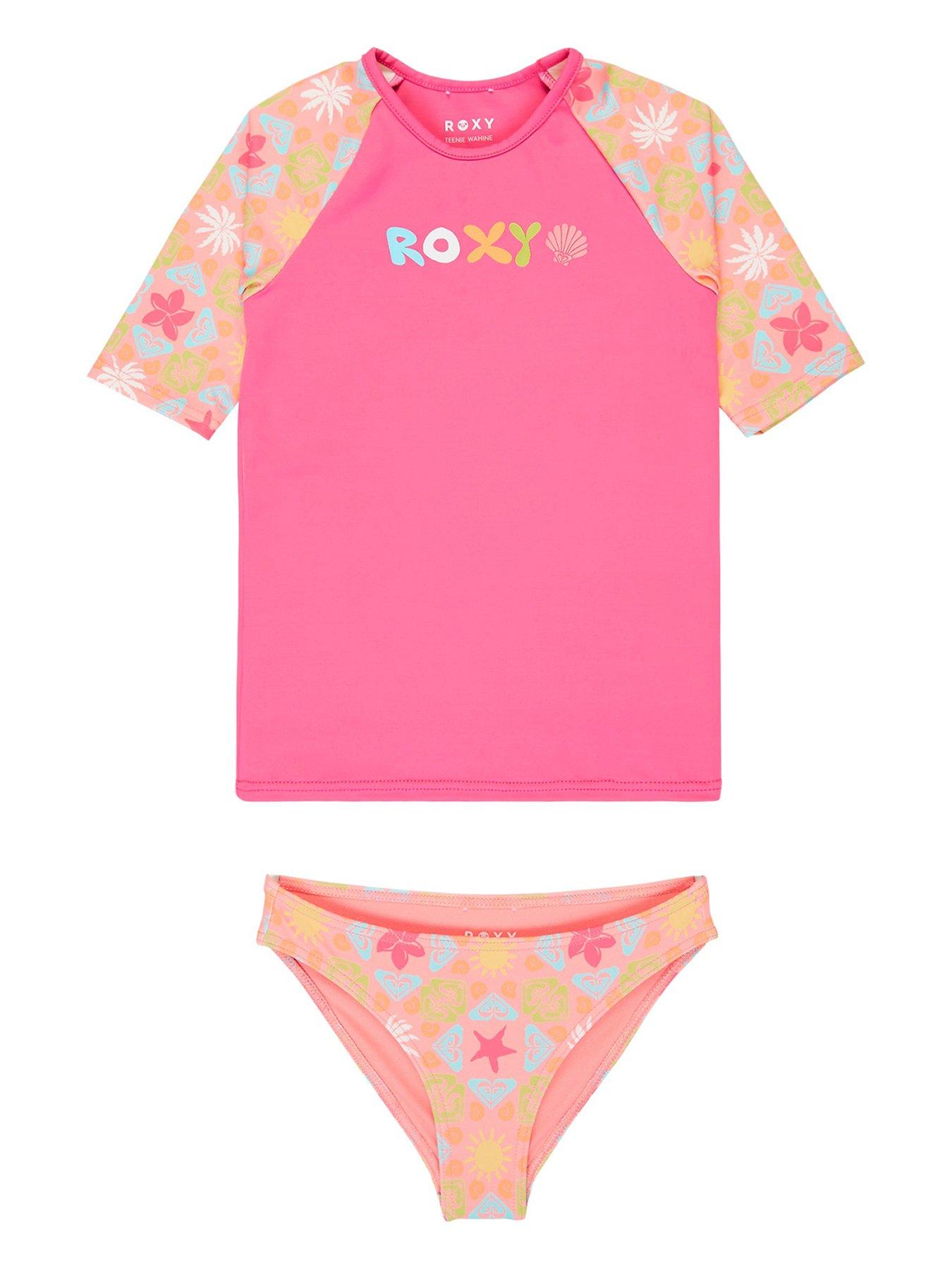 Roxy Girls Check Lycra Rashguard Set - Pink