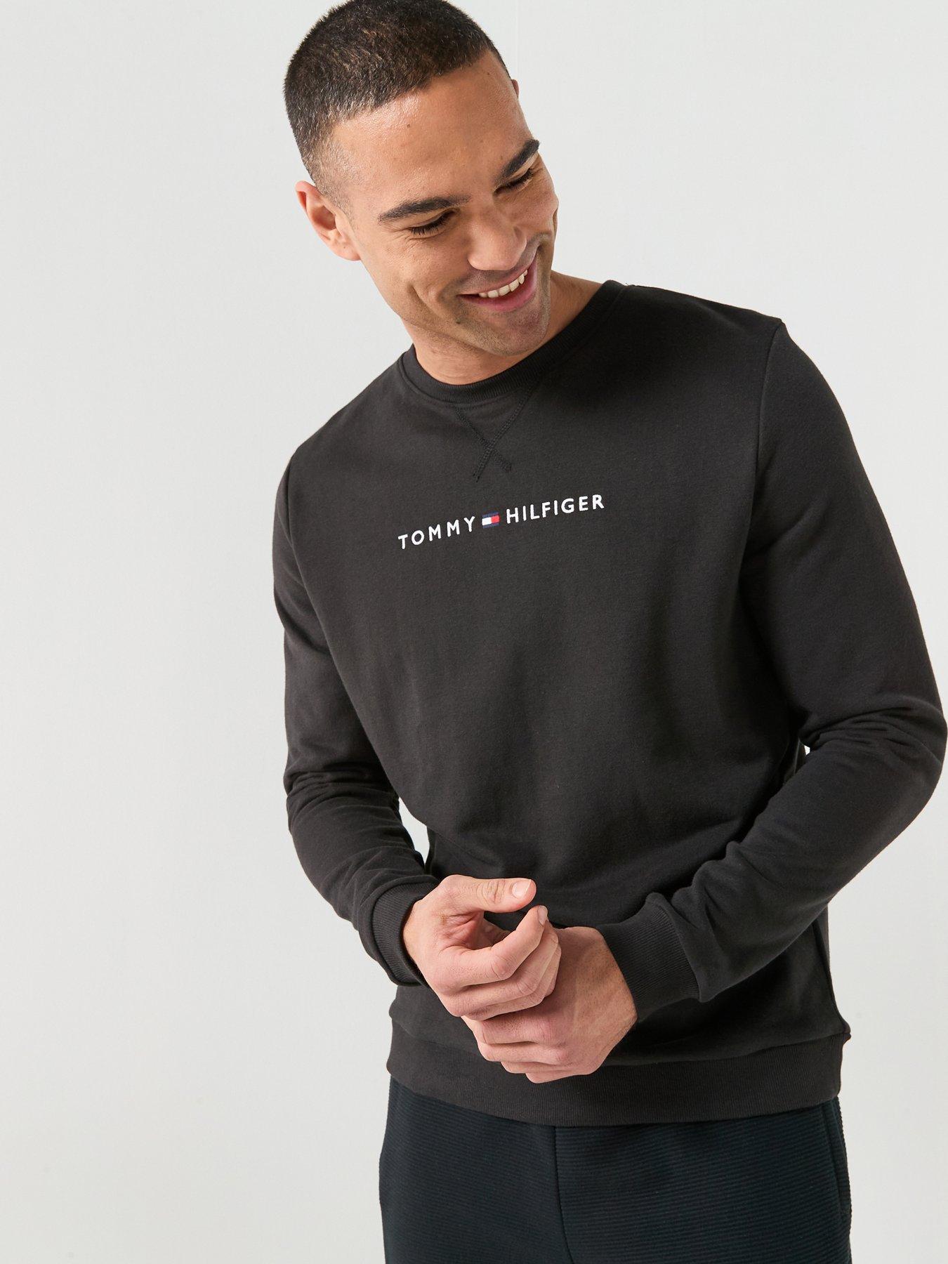 Tommy Hilfiger Tommy Hilfiger Linear Logo Loungewear Sweatshirt- Black