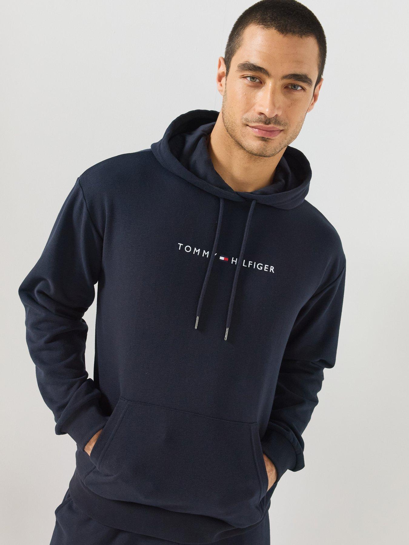 Tommy Hilfiger Tommy Hilfiger Linear Logo Loungewear Overhead Hoodie- Navy