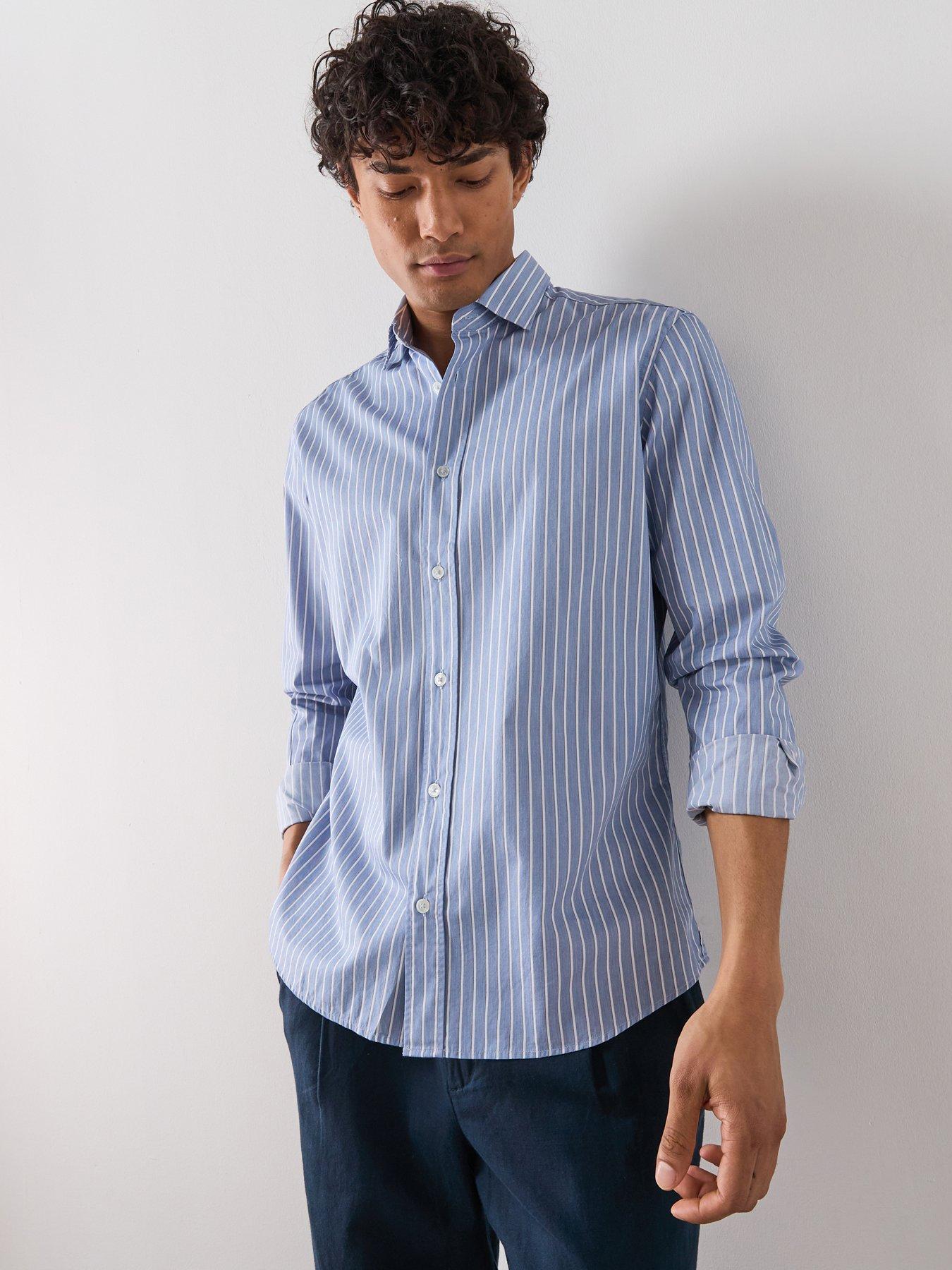 front image of mango-playr-shirt-blue