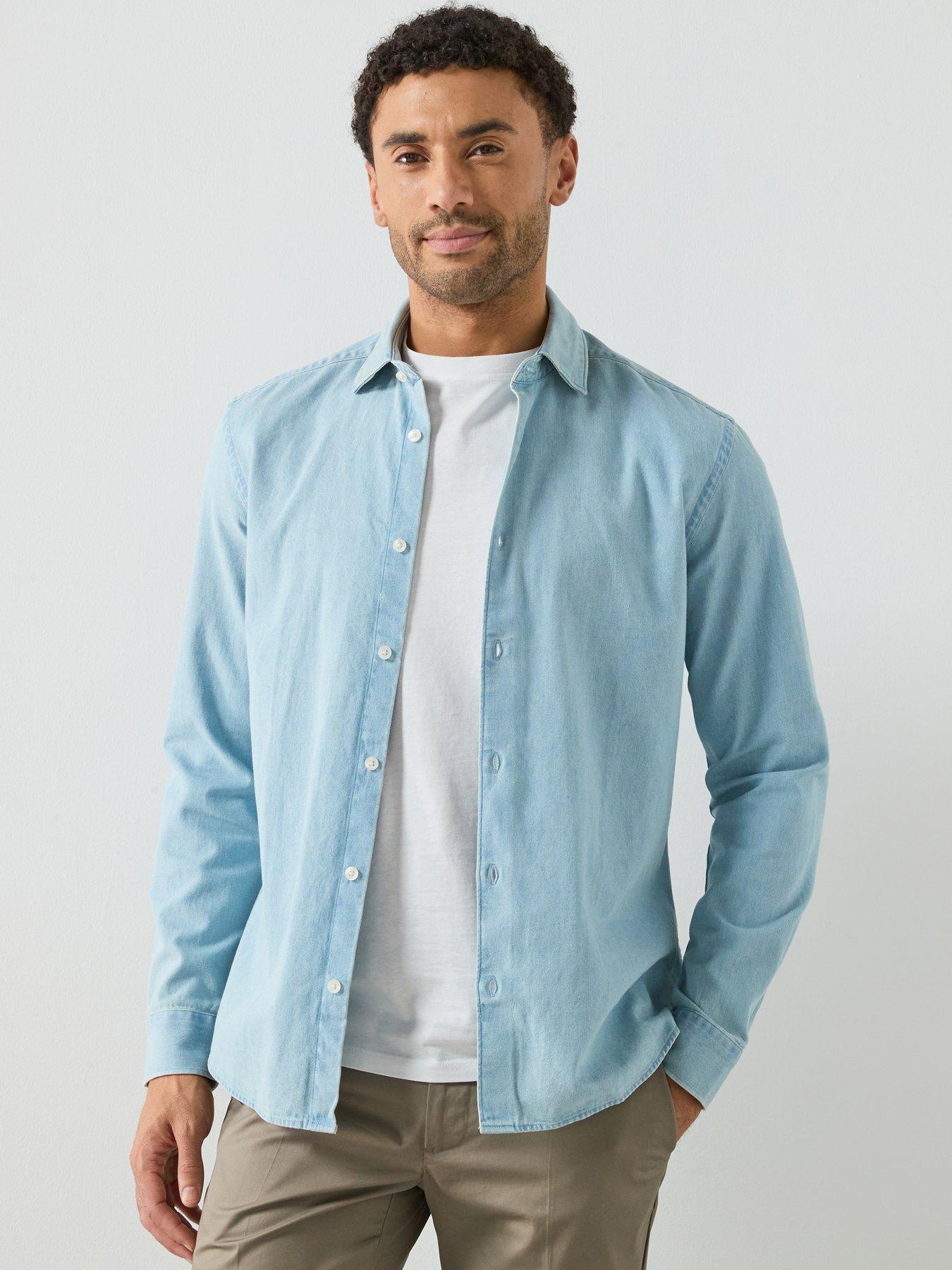 front image of mango-denim-shirt-blue