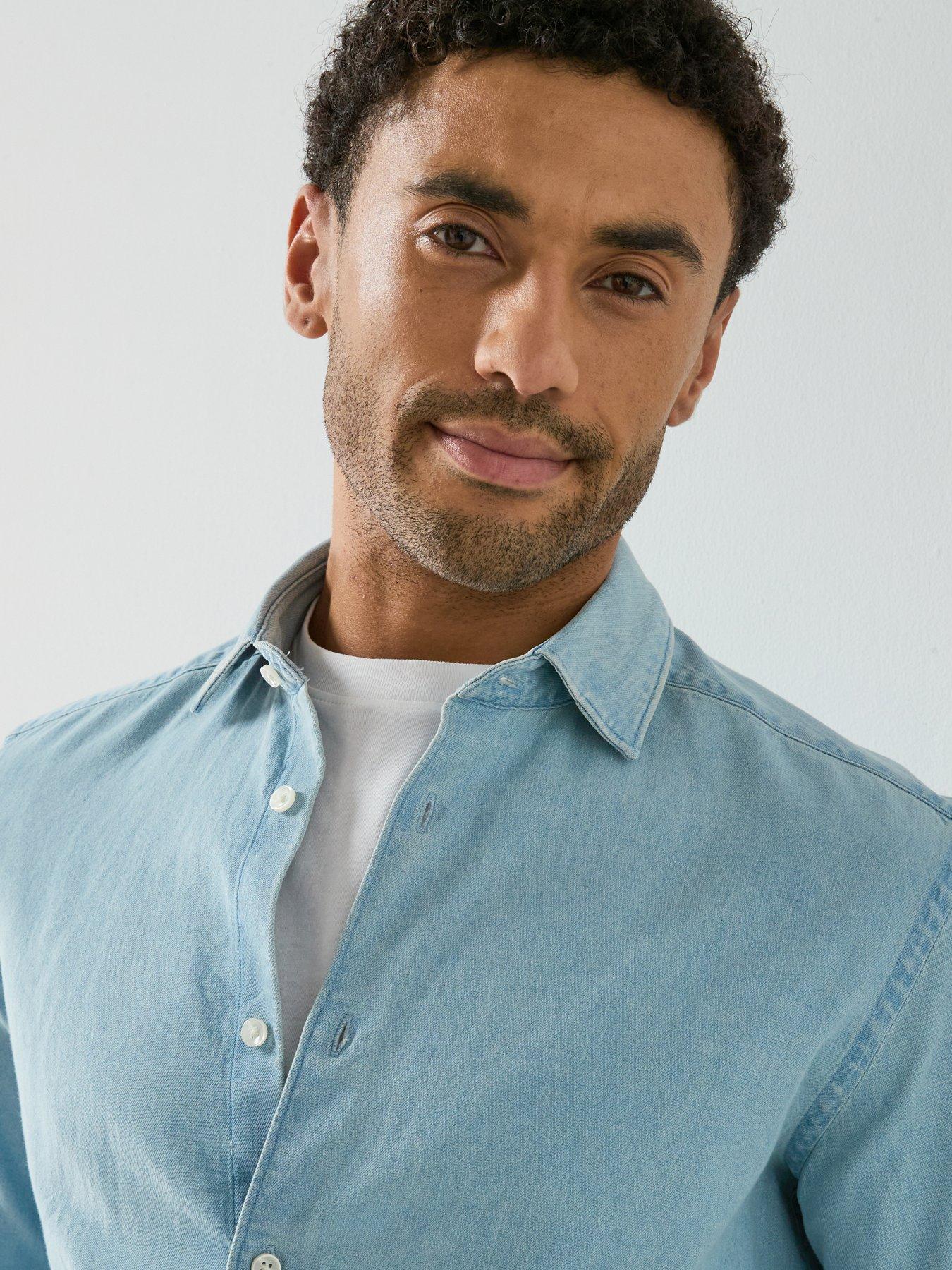  image of mango-denim-shirt-blue