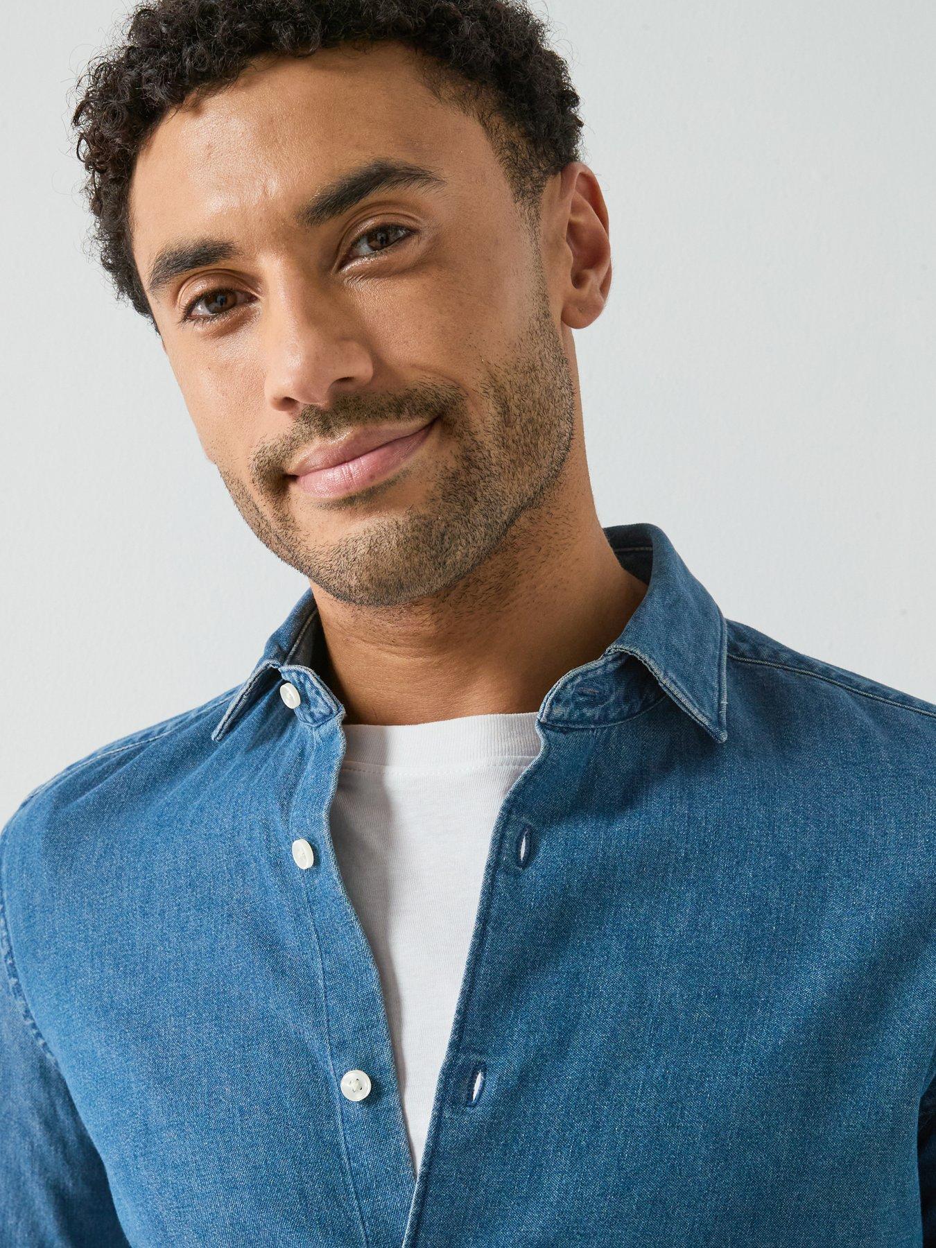  image of mango-denim-shirt-blue