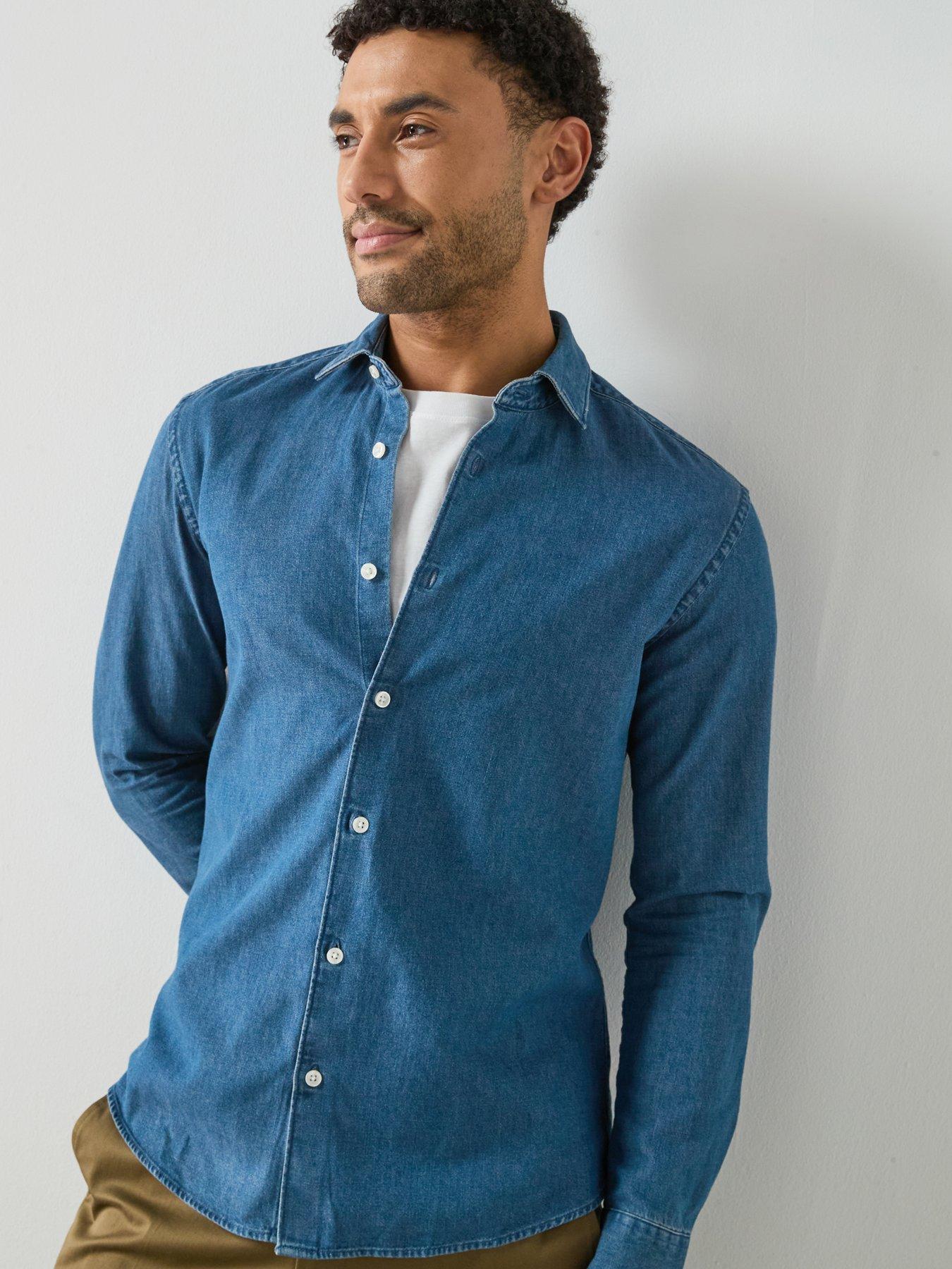  image of mango-denim-shirt-blue