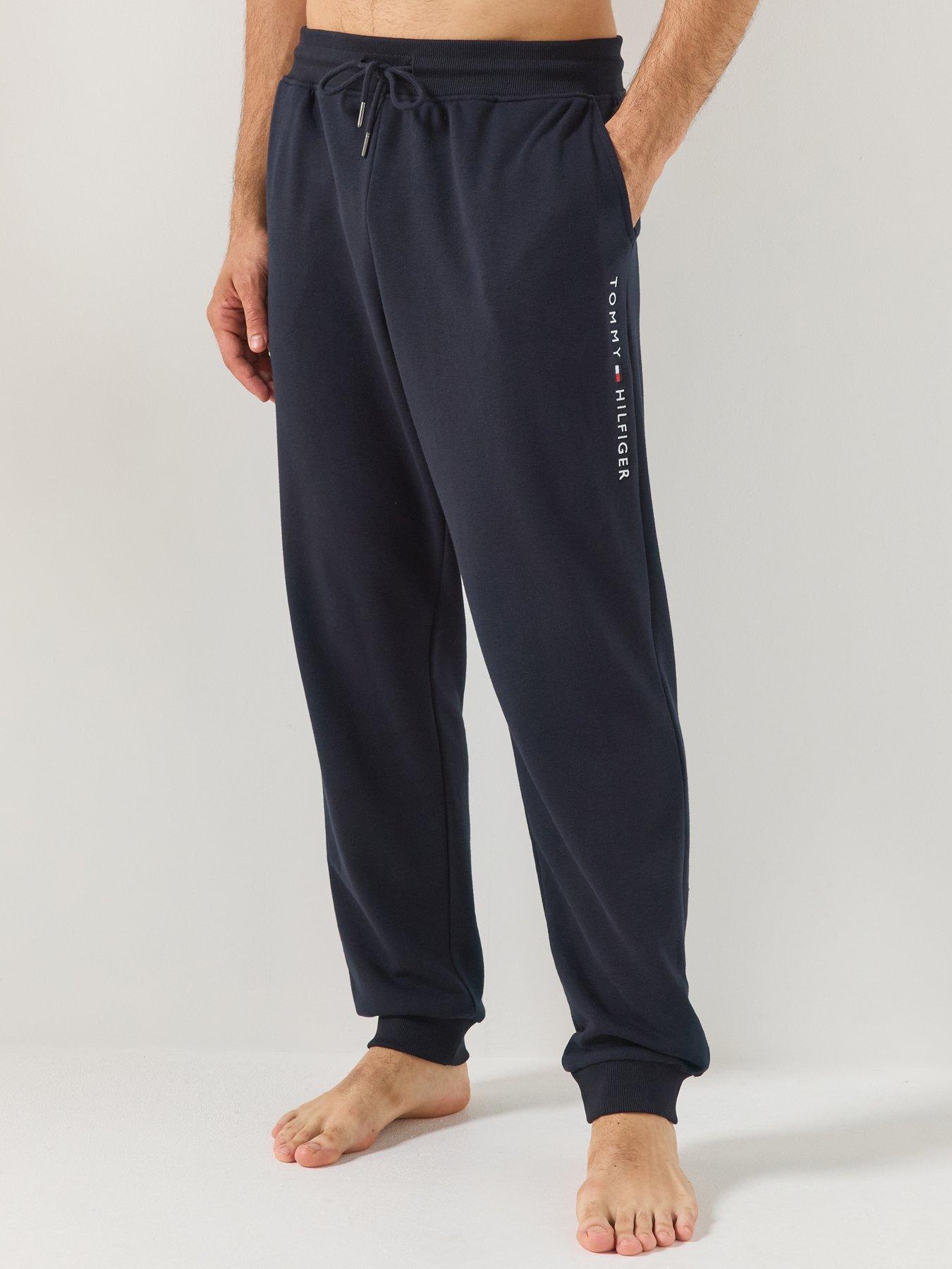 Image 1 of 4 of Tommy Hilfiger Linear Logo Loungewear Bottoms- Navy