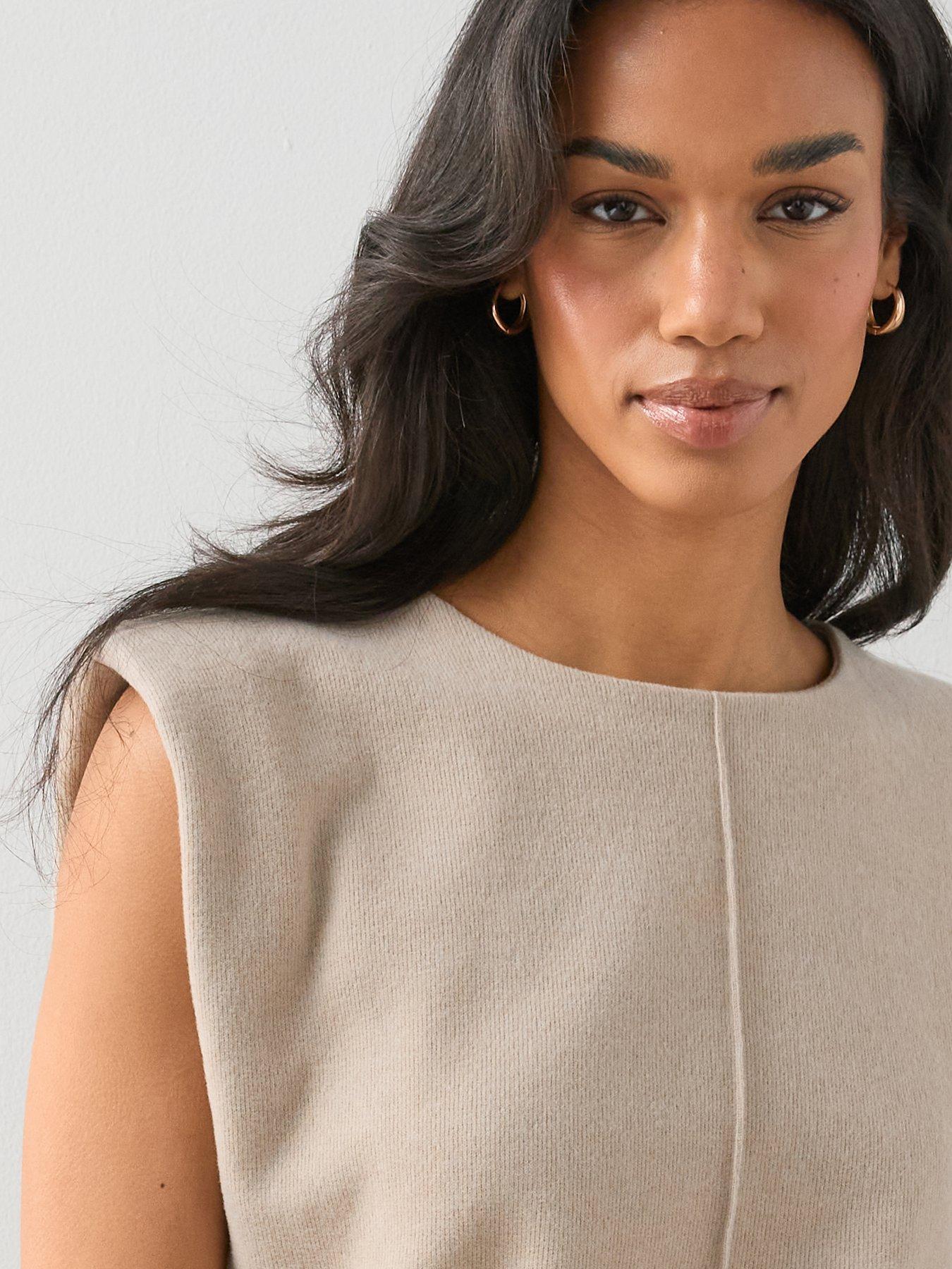 Image 4 of 6 of The Very Collection Soft Touch Rib Sleeveless Top Co-Ord - Cream