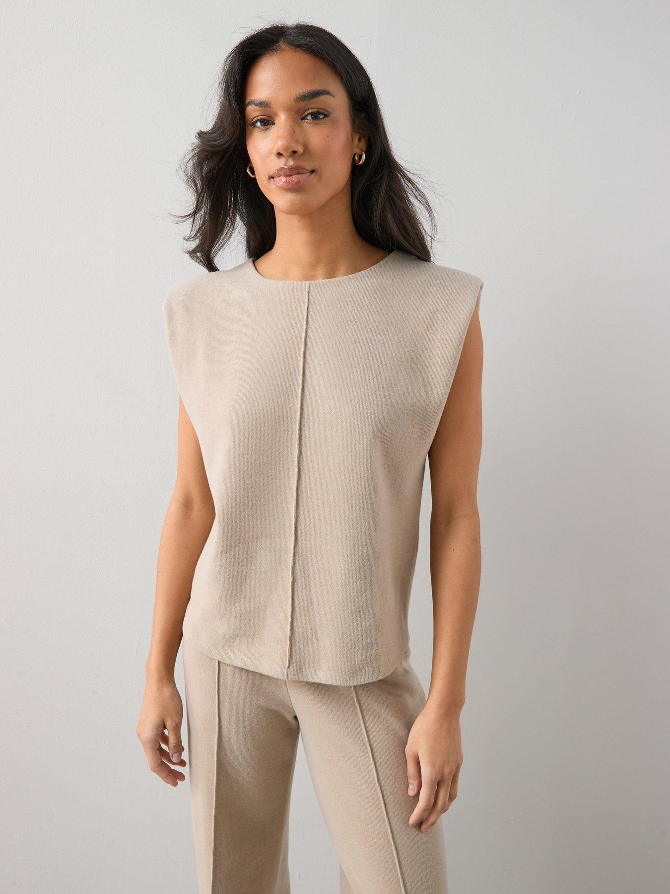 Image 5 of 6 of The Very Collection Soft Touch Rib Sleeveless Top Co-Ord - Cream