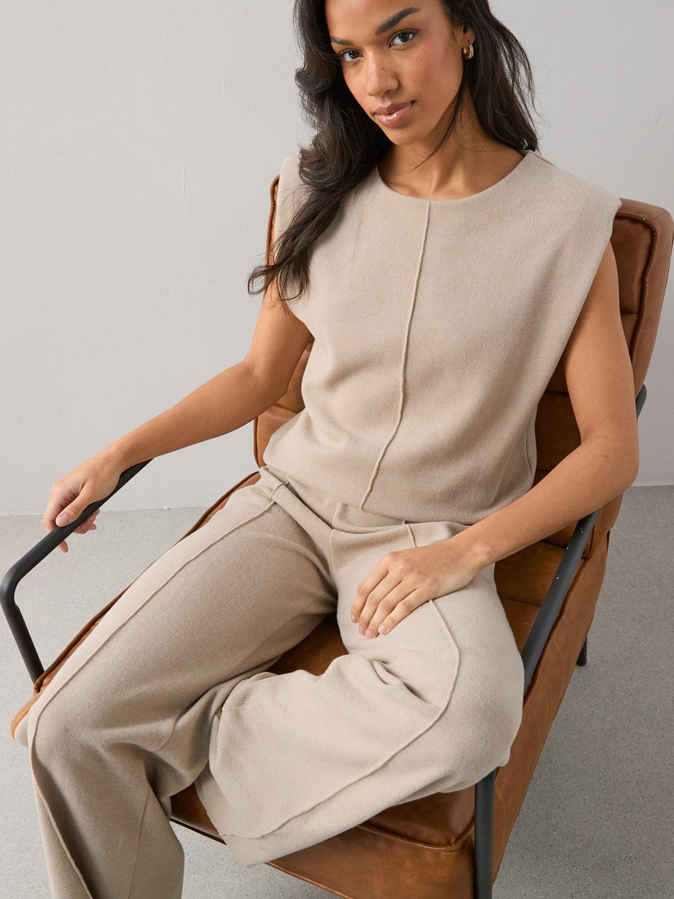 Image 6 of 6 of The Very Collection Soft Touch Rib Sleeveless Top Co-Ord - Cream