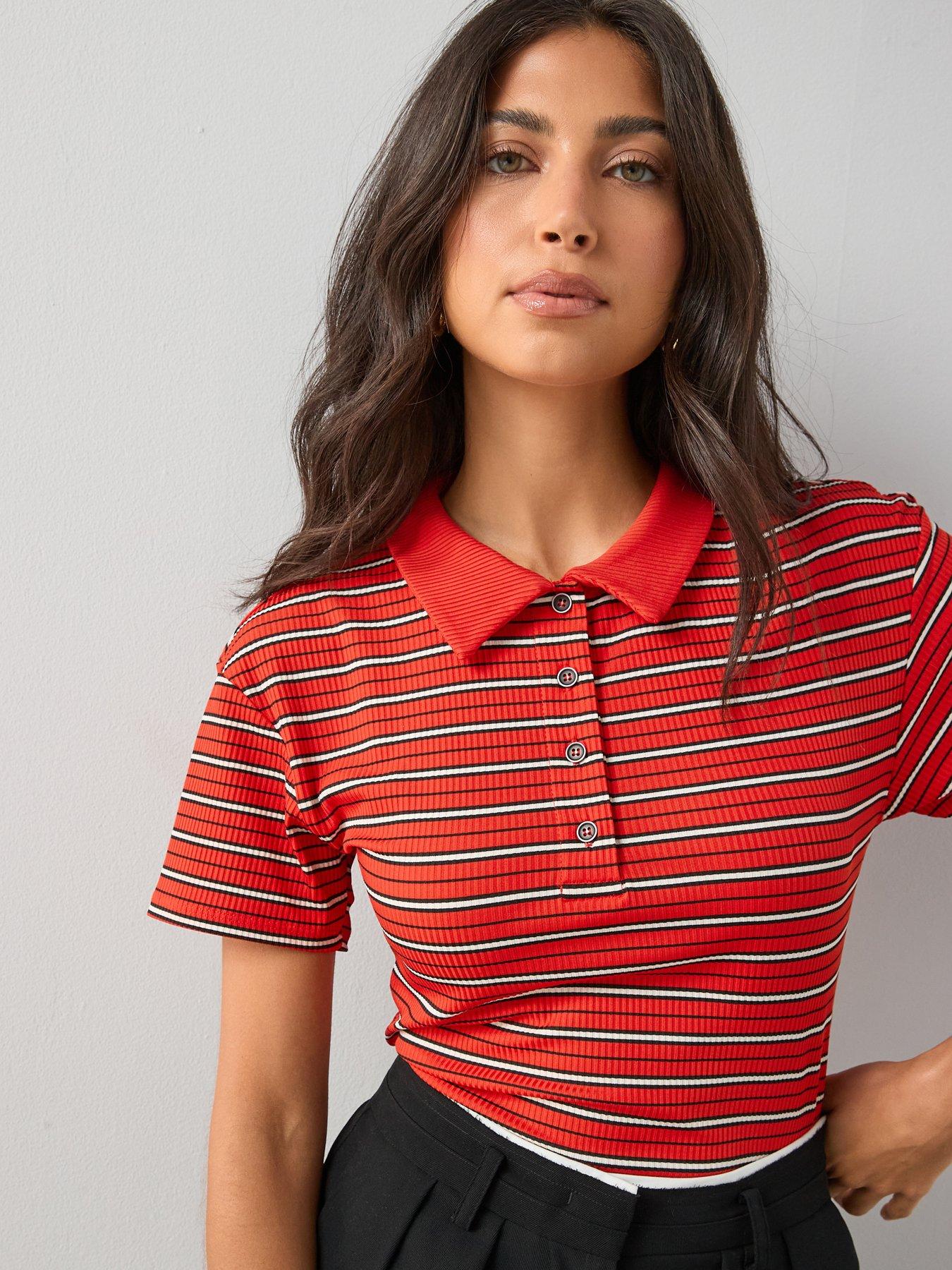 The Very Collection Stripe Polo Top - Red