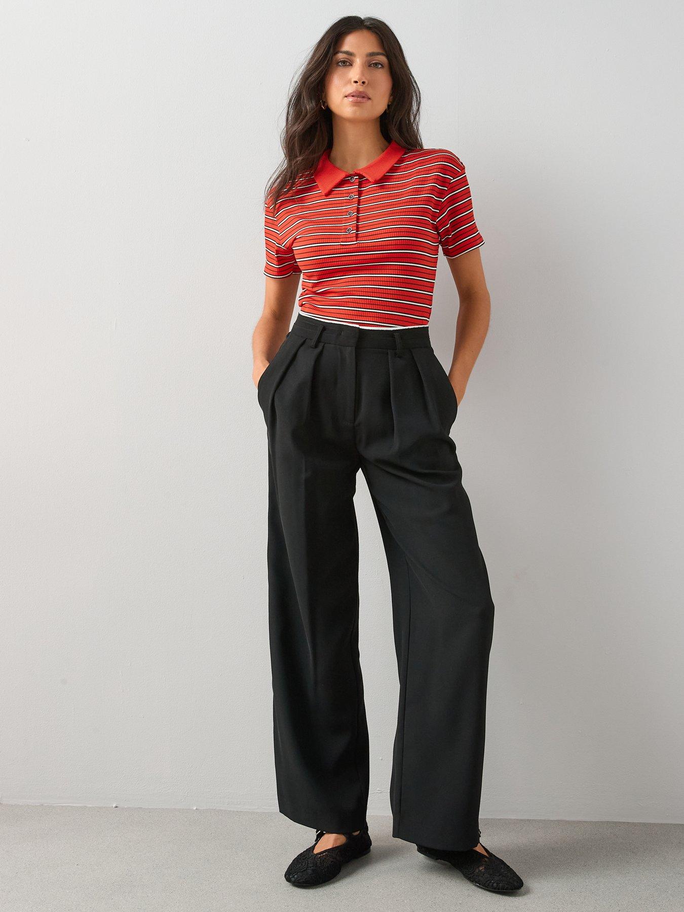  image of the-very-collection-stripe-collared-top-red