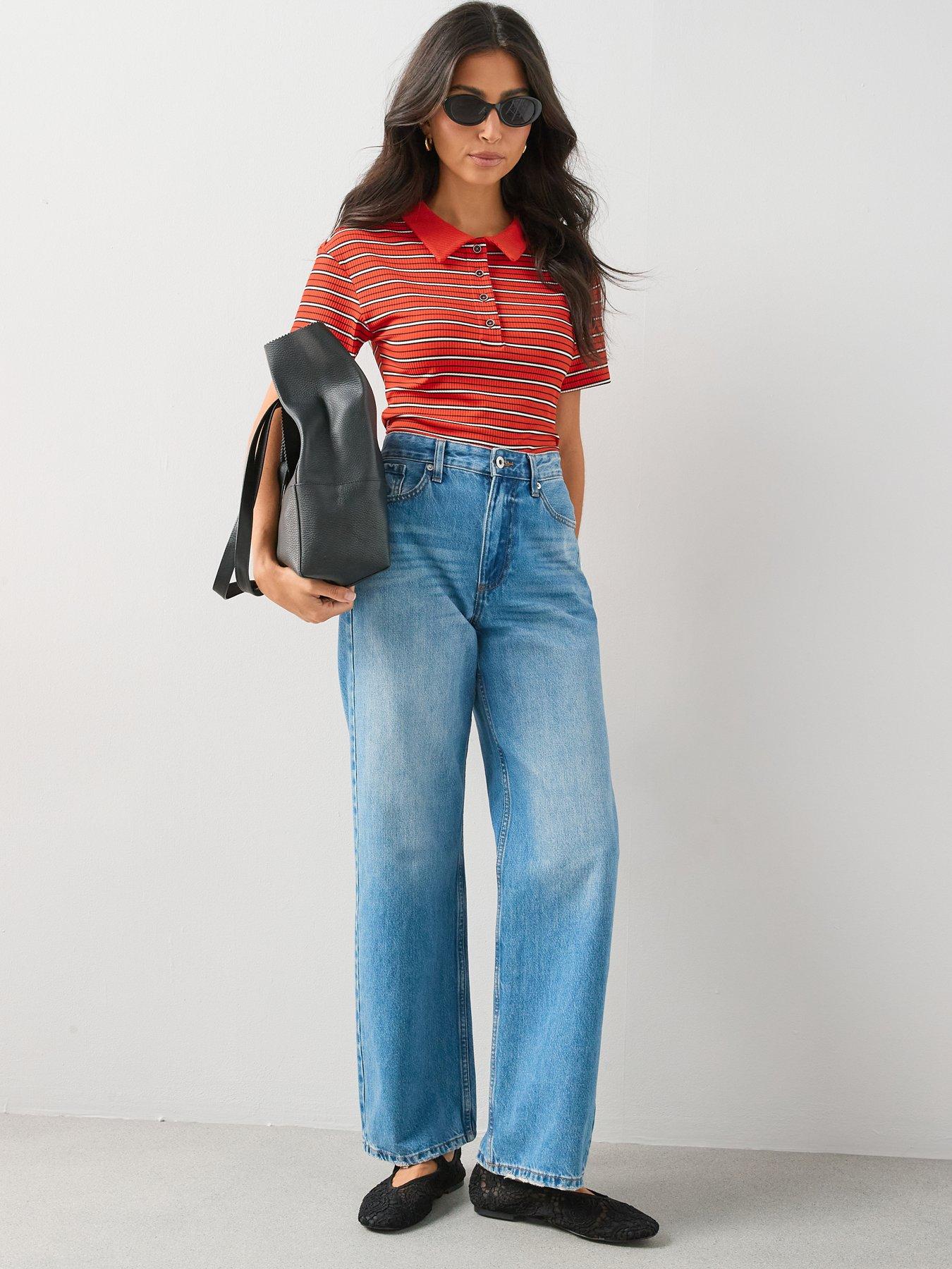  image of the-very-collection-stripe-collared-top-red