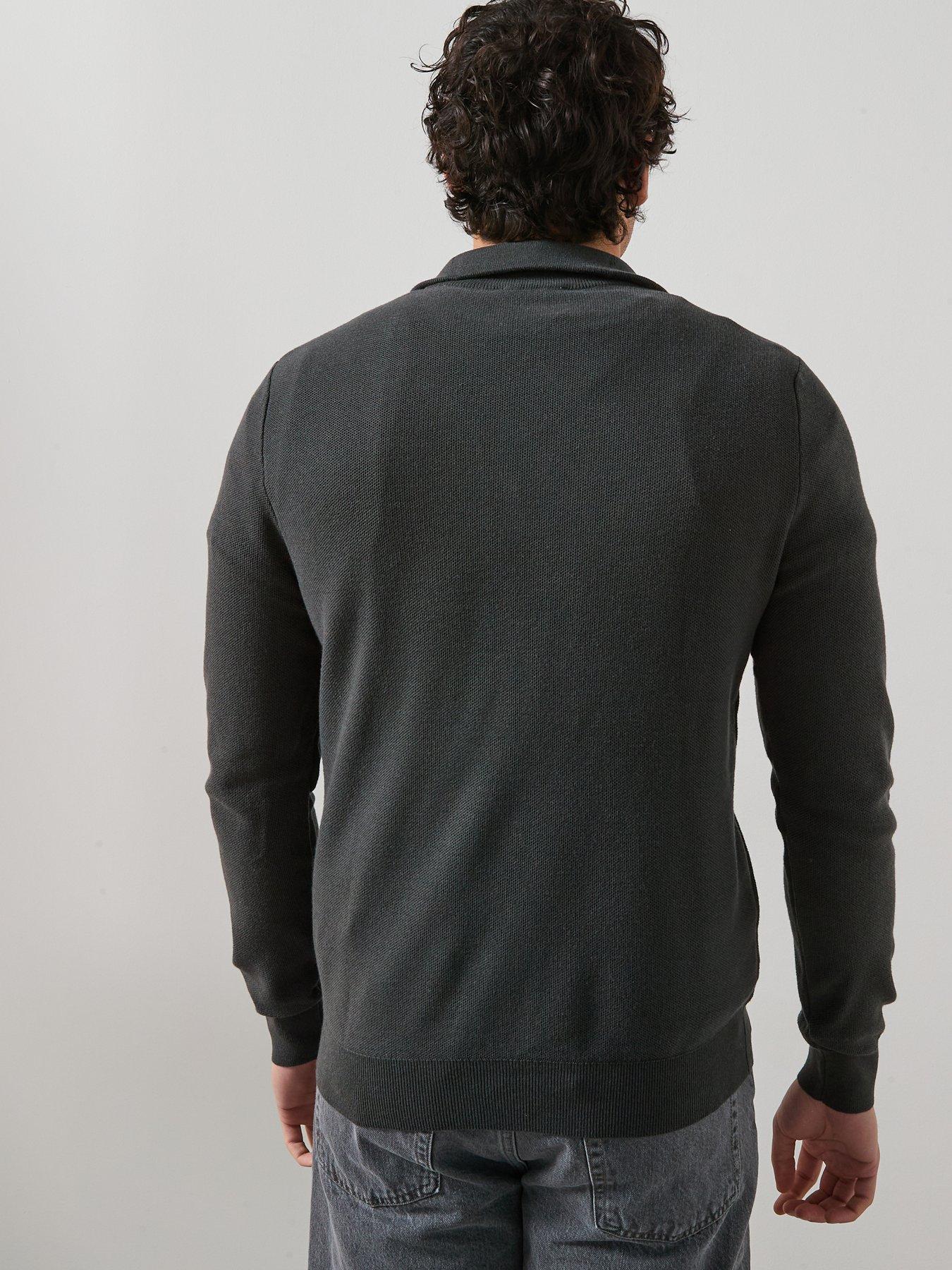  image of mango-jumper-with-zip-collar-grey