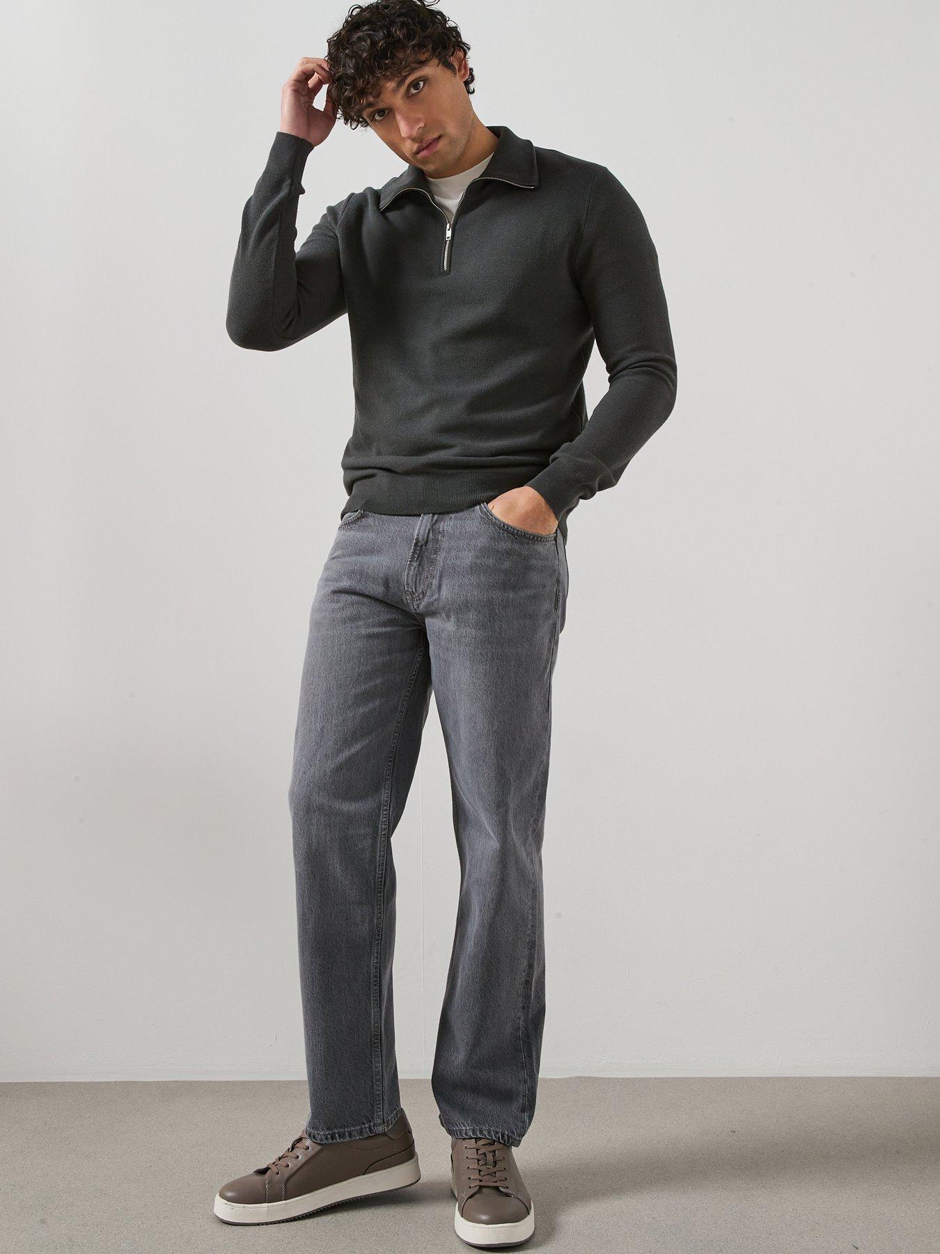  image of mango-jumper-with-zip-collar-grey