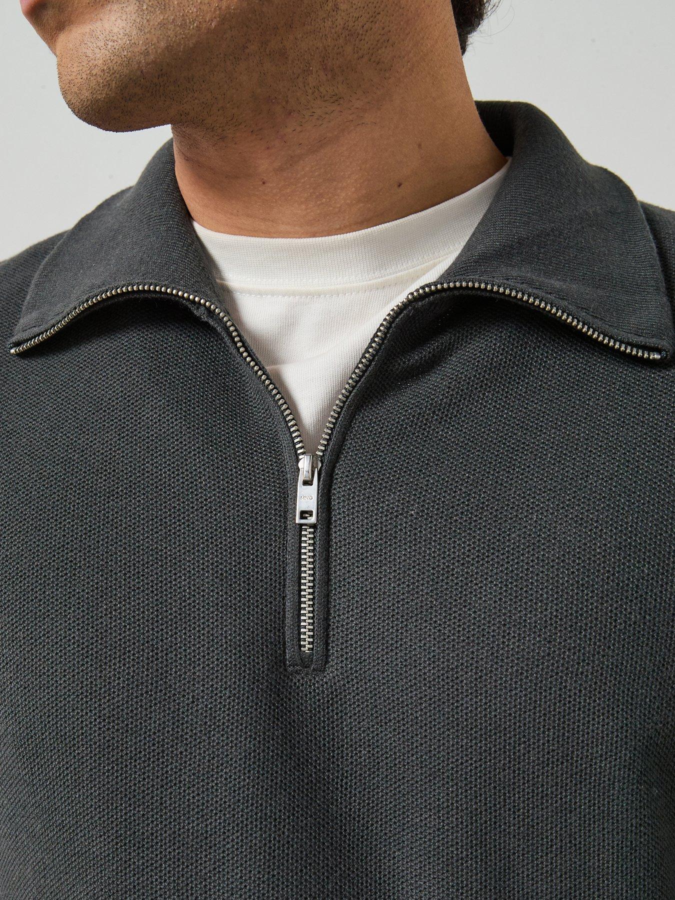  image of mango-jumper-with-zip-collar-grey