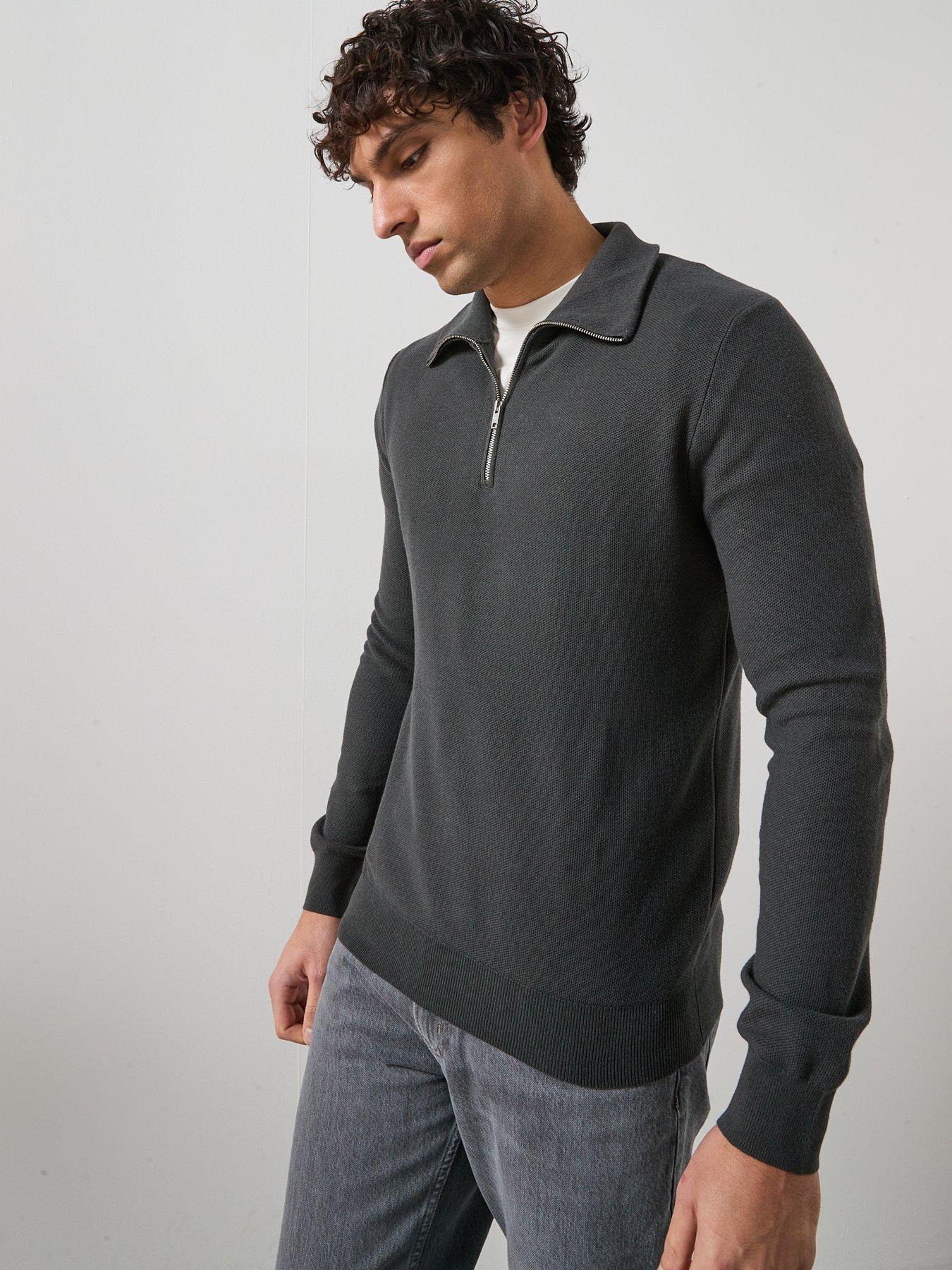  image of mango-jumper-with-zip-collar-grey