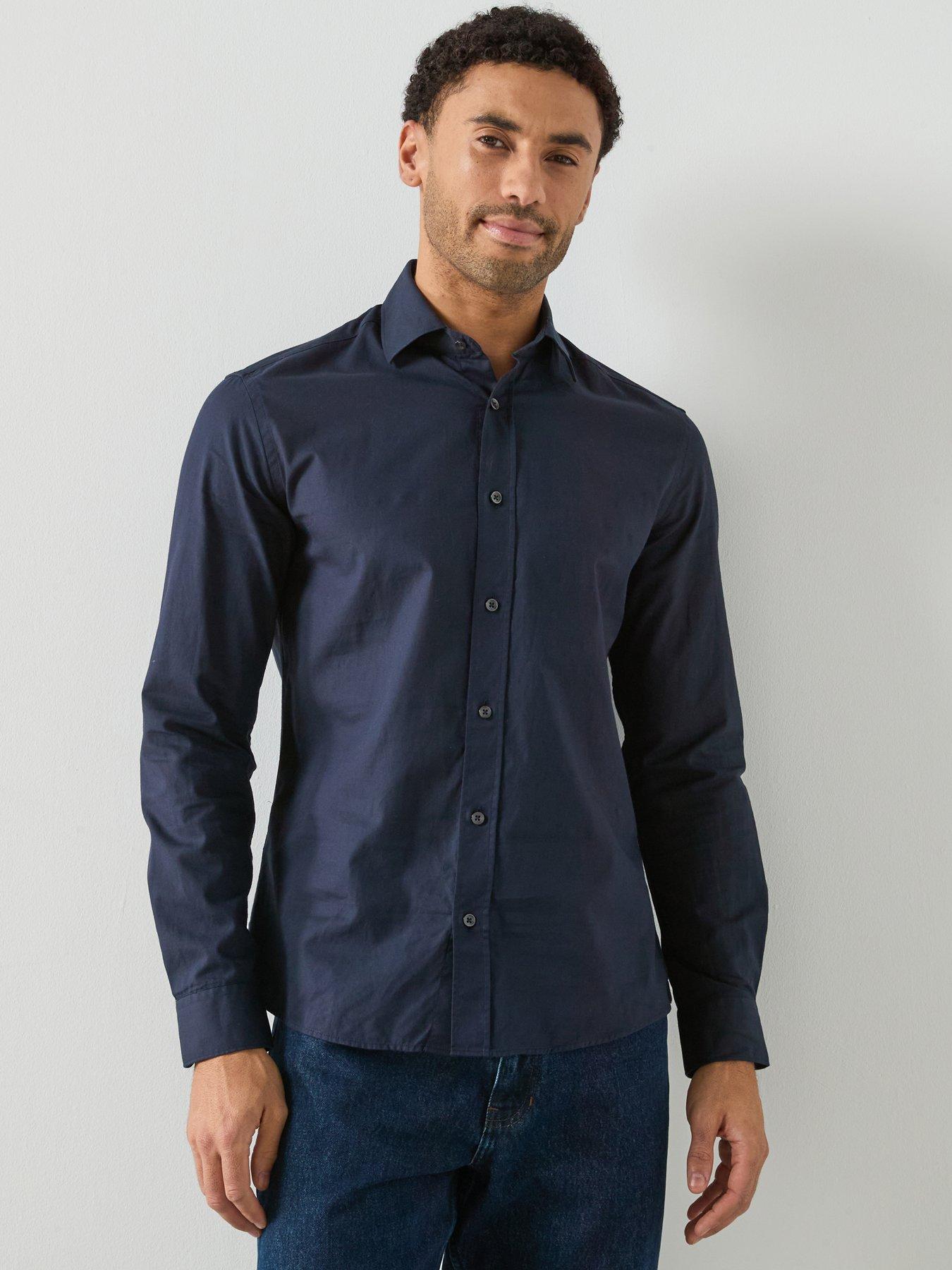 front image of mango-zeus-shirt-navy