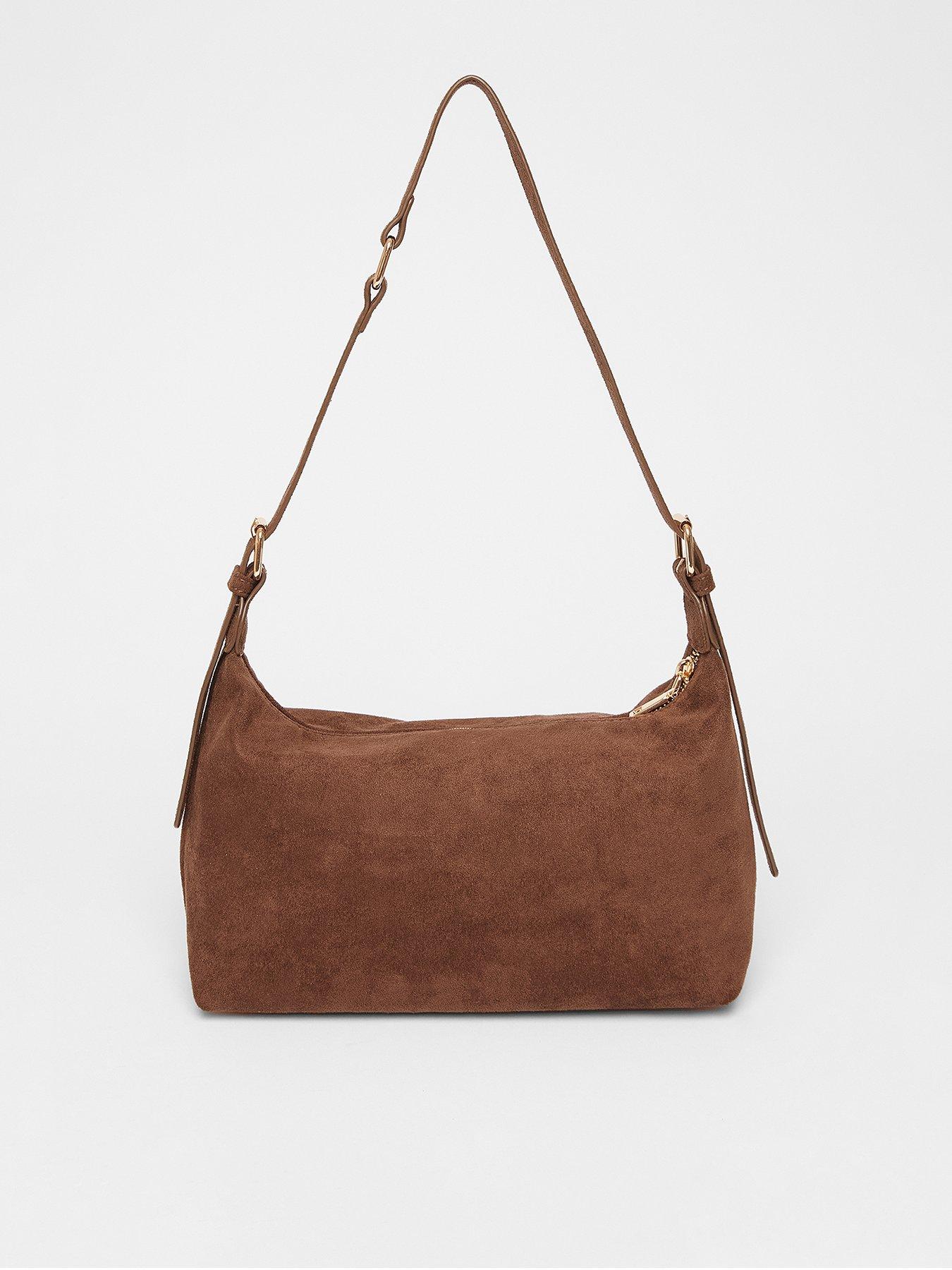 Quiz Brown Faux Suede Shoulder Bag