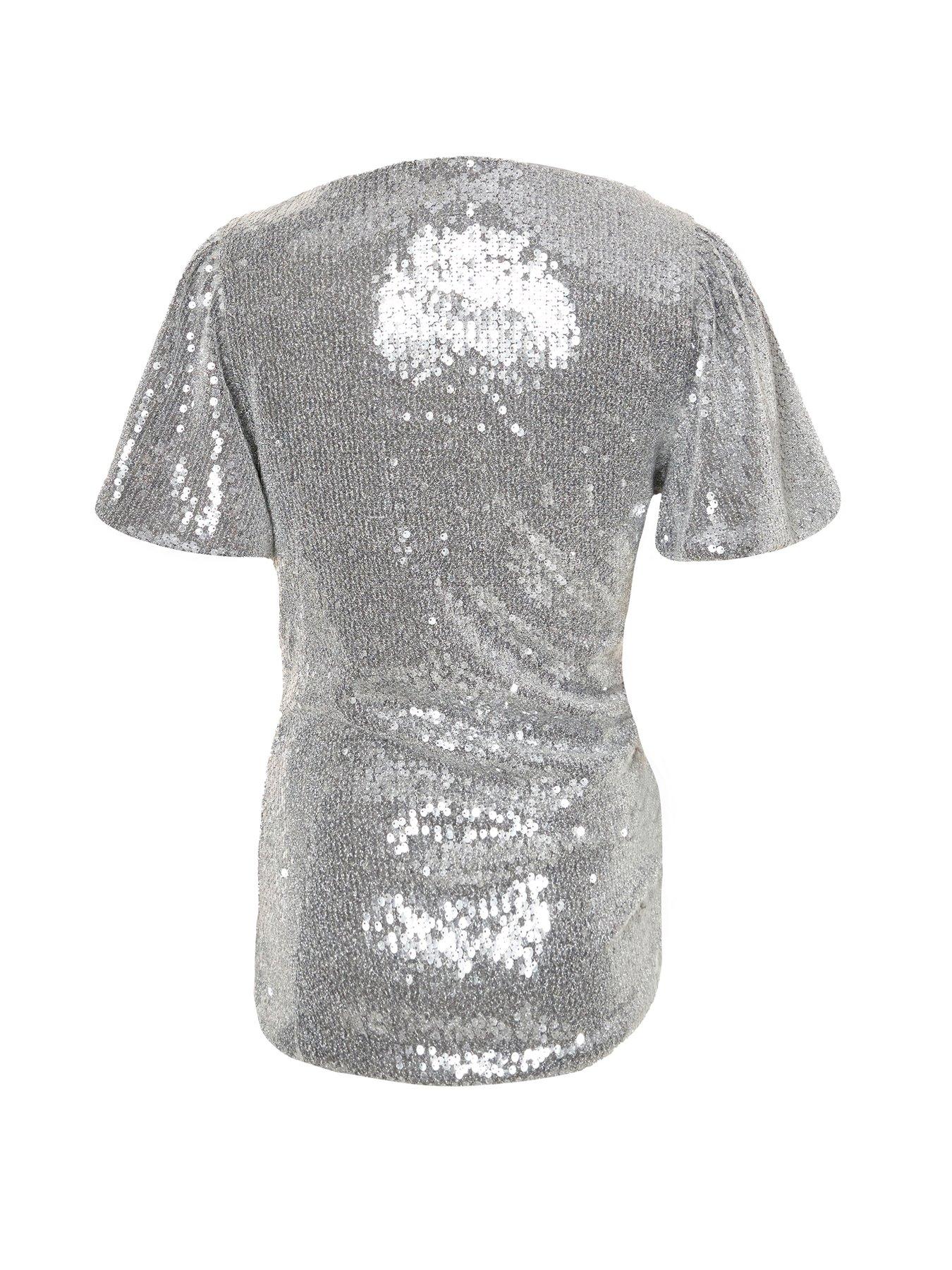 Image 5 of 6 of Quiz Silver Sequin Embellished Top