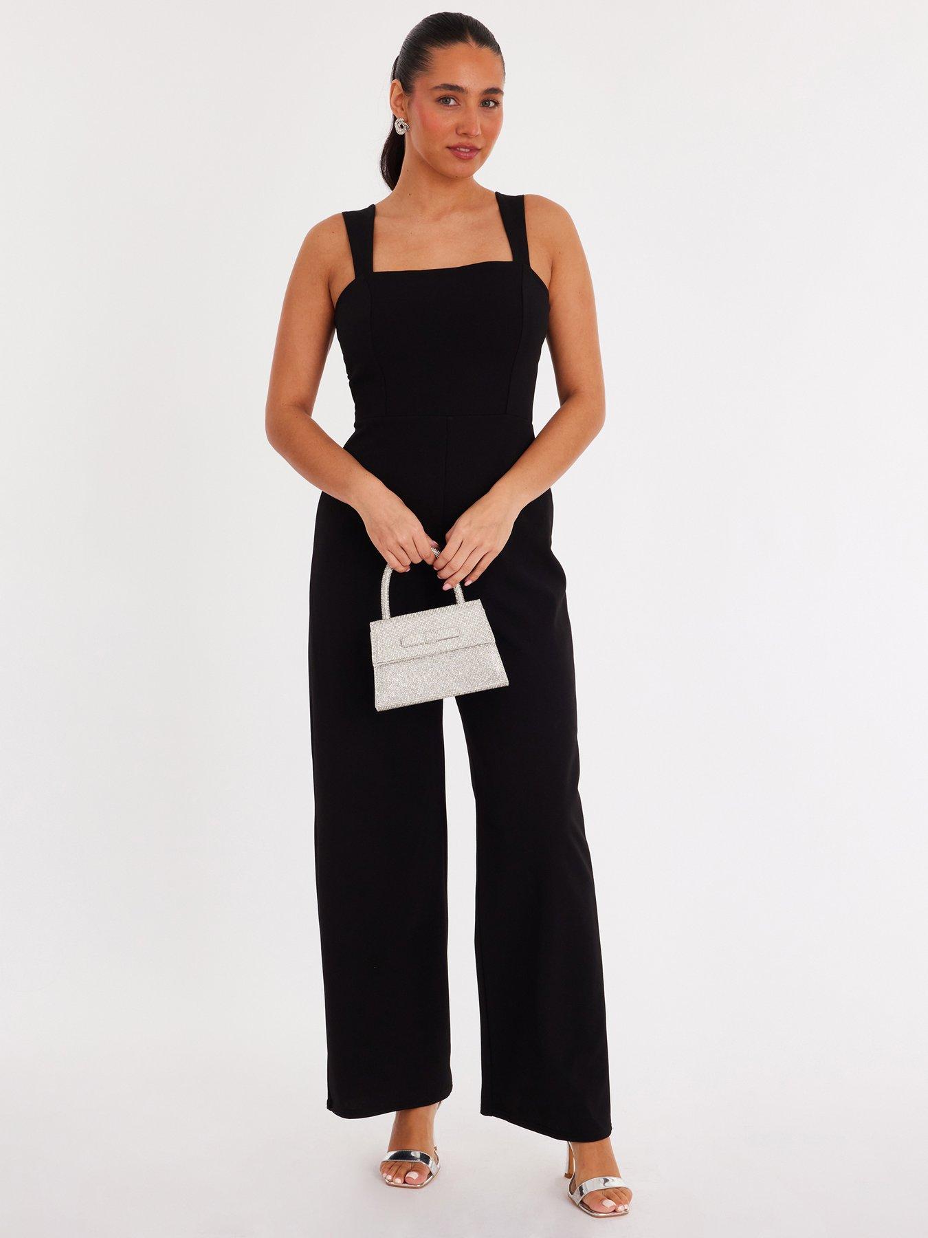 Image 1 of 6 of Quiz Black Bow Detail Jumpsuit