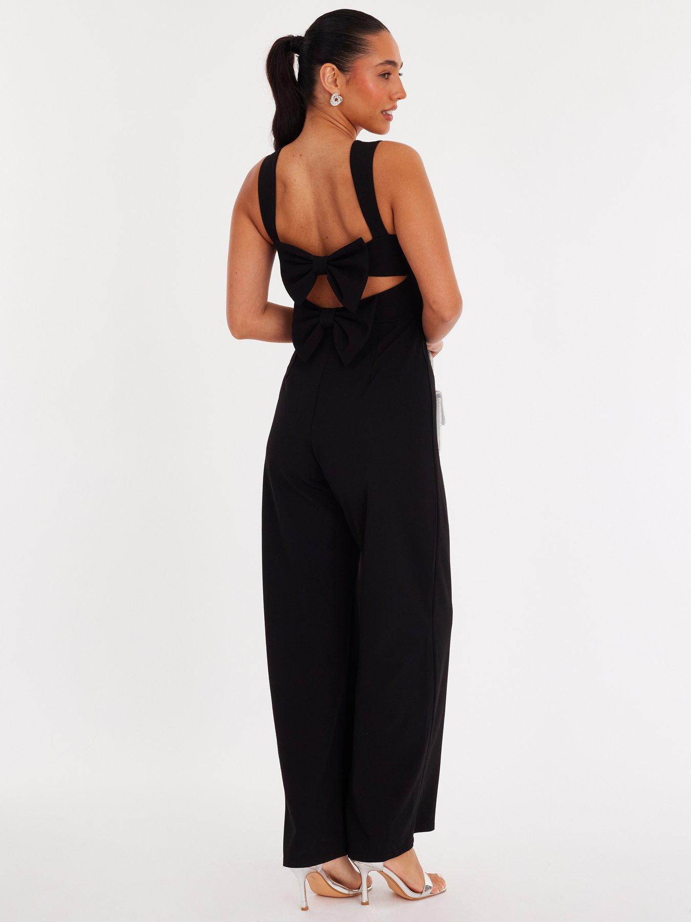 Image 2 of 6 of Quiz Black Bow Detail Jumpsuit