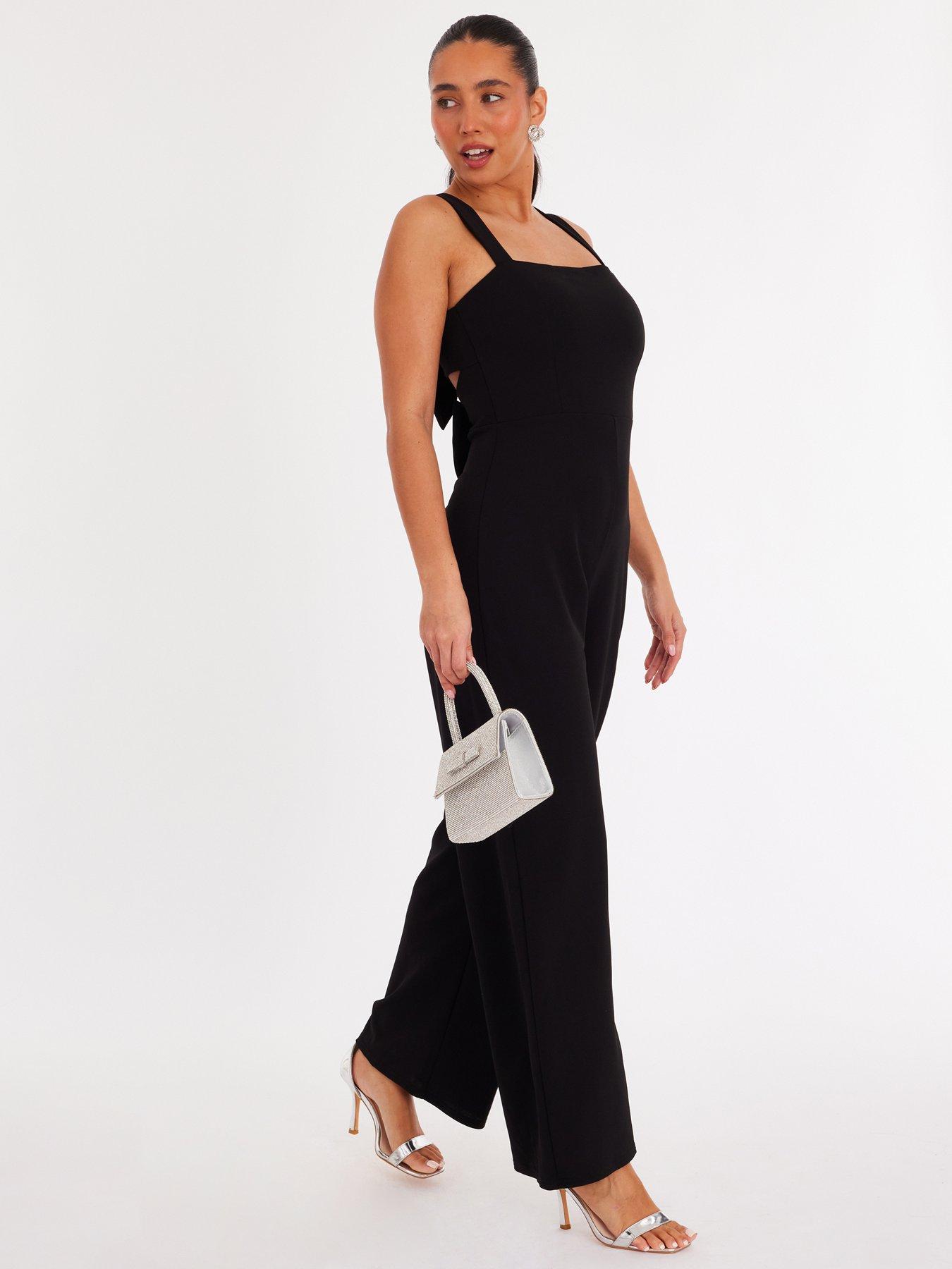 Image 3 of 6 of Quiz Black Bow Detail Jumpsuit