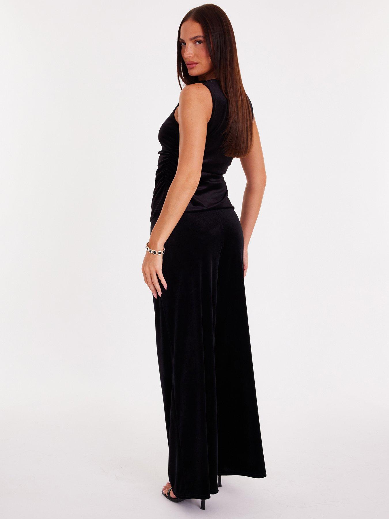 stillFront image of quiz-black-velvet-wide-leg-trousers