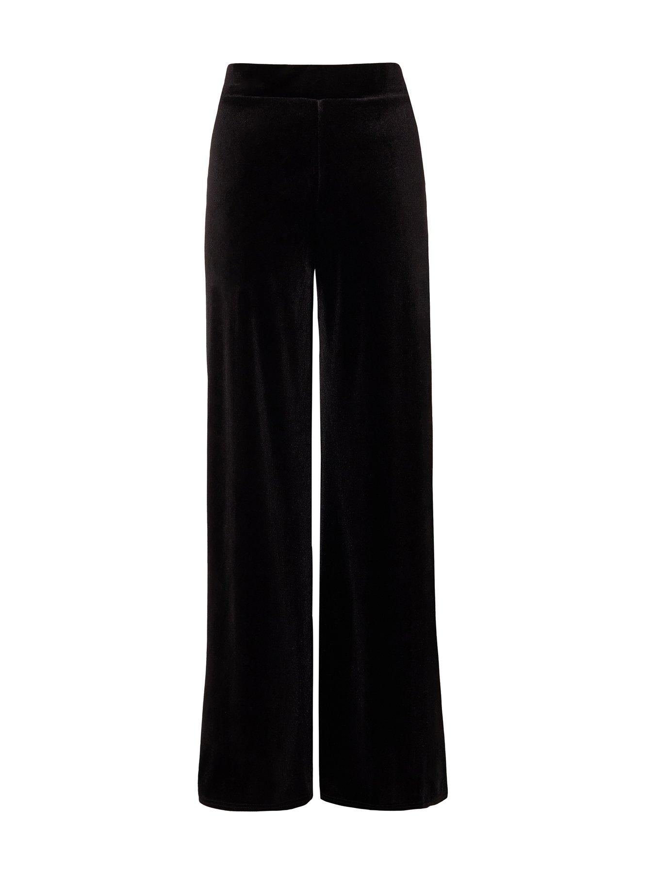  image of quiz-black-velvet-wide-leg-trousers