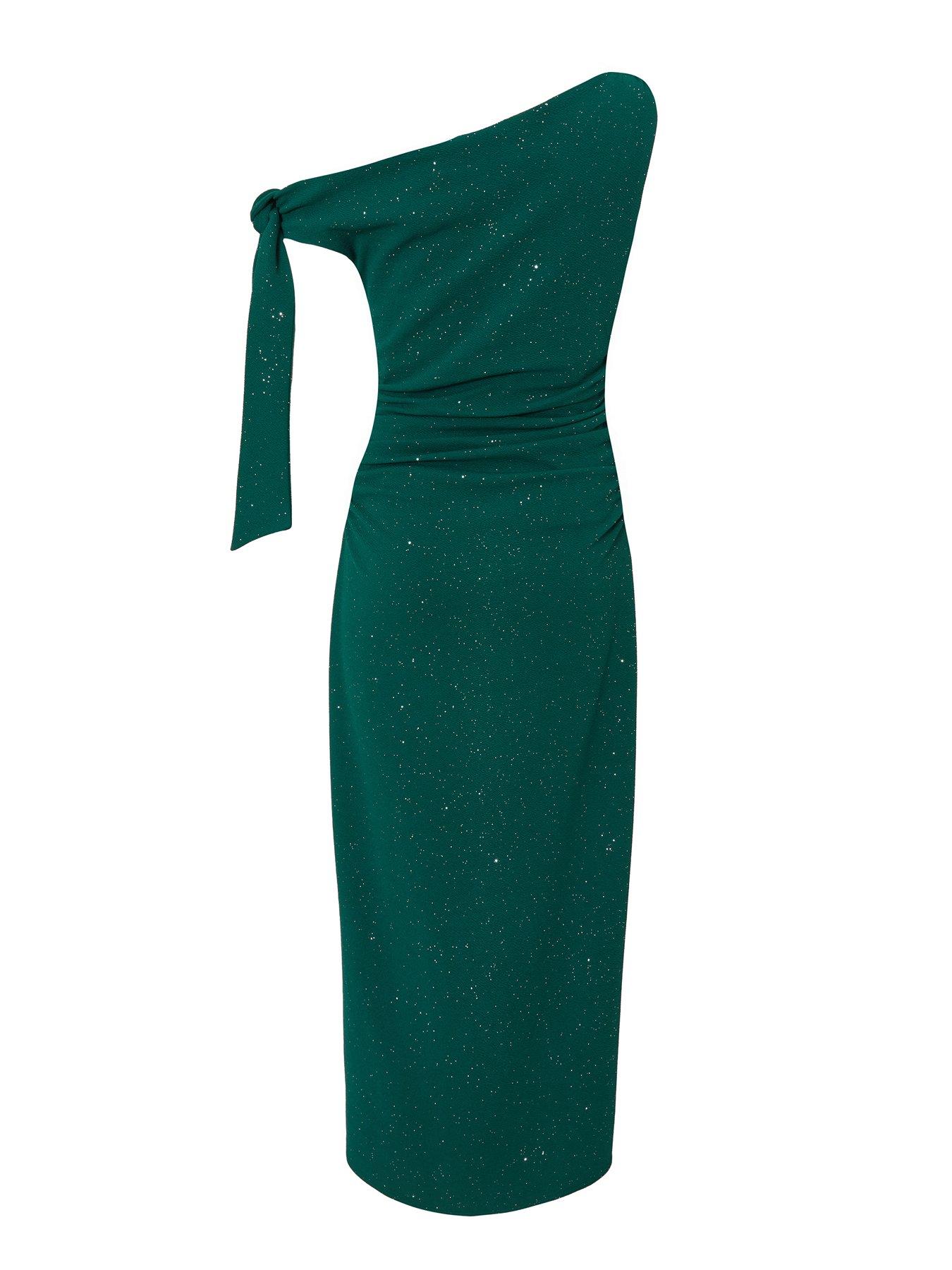  image of quiz-bottle-green-glitter-midaxi-dress