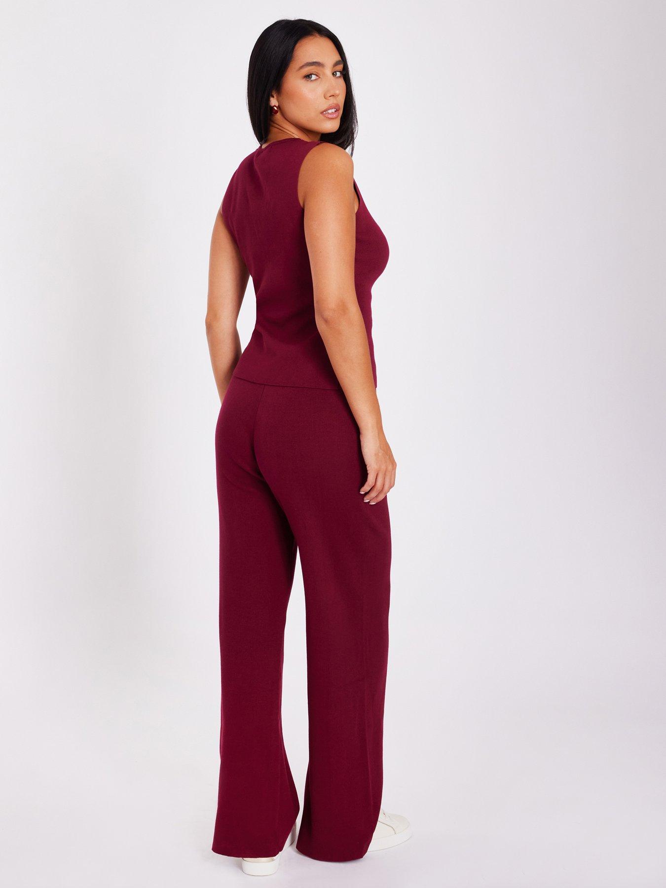 Image 2 of 6 of Quiz Burgundy Knitted Trousers