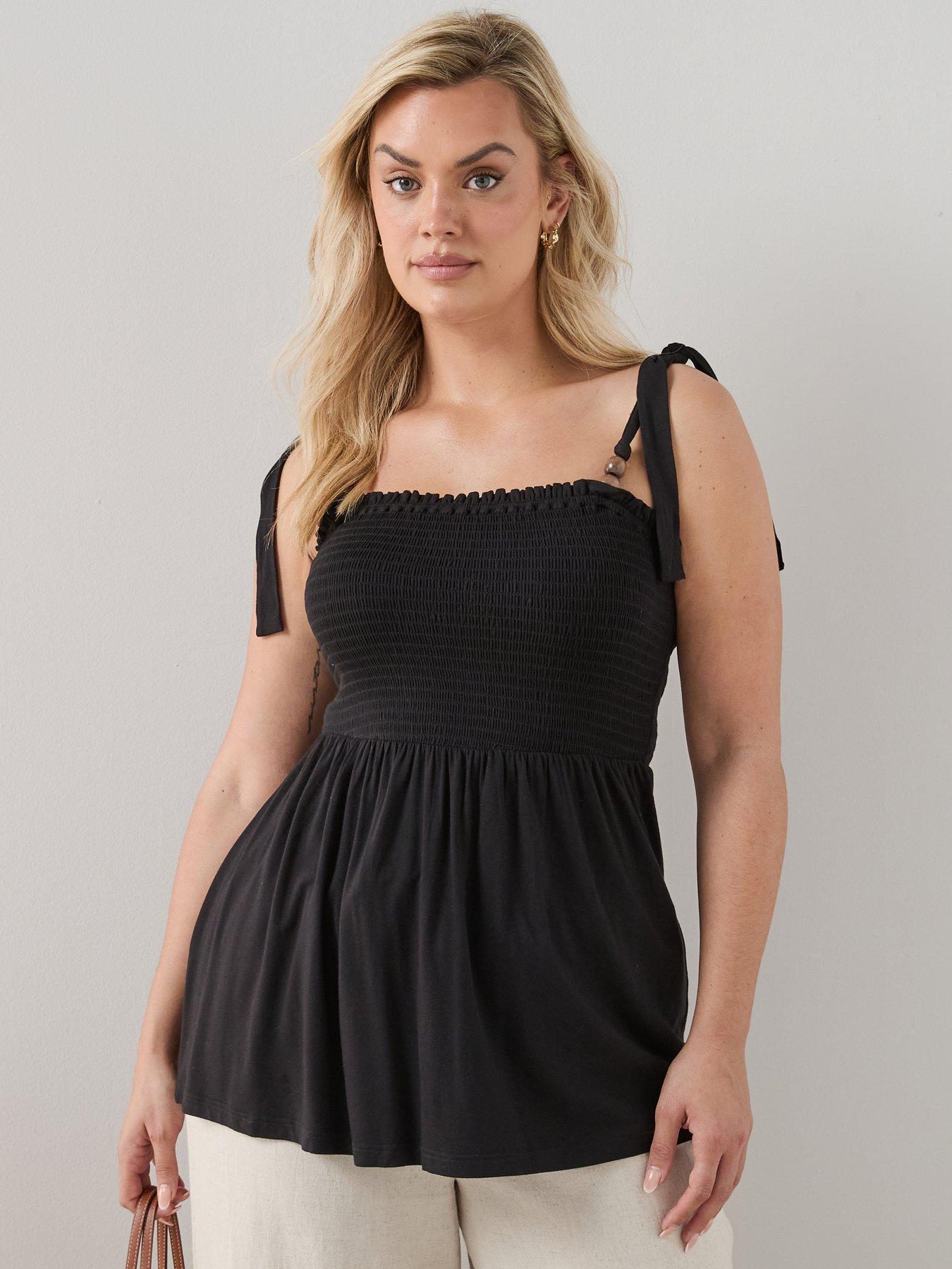 The Very Collection Curve Beaded Strappy Top - Black