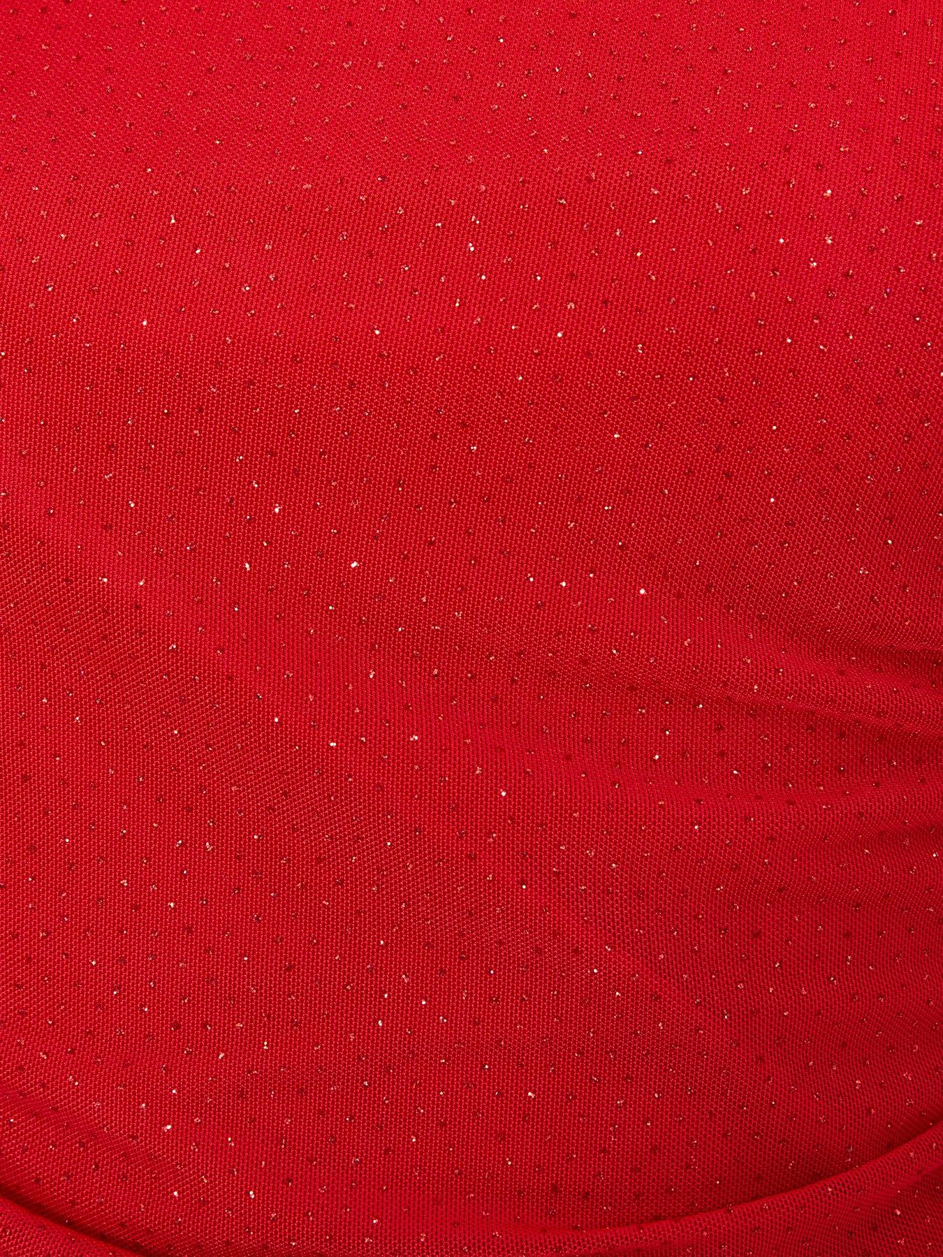 Image 6 of 6 of Quiz Red Mesh One Shoulder Top